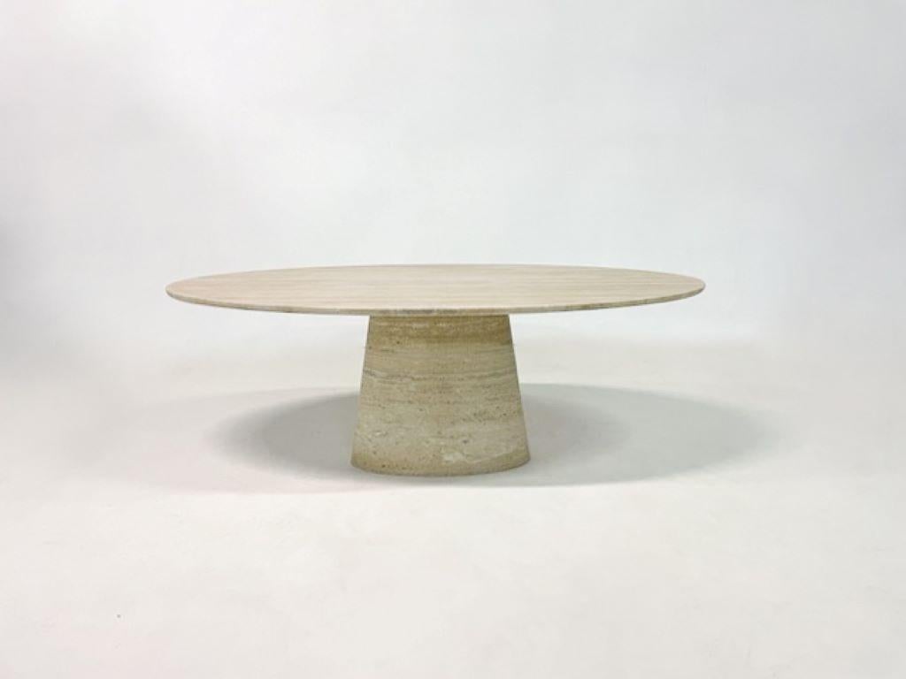 Contemporary dining table, travertine, Italy.