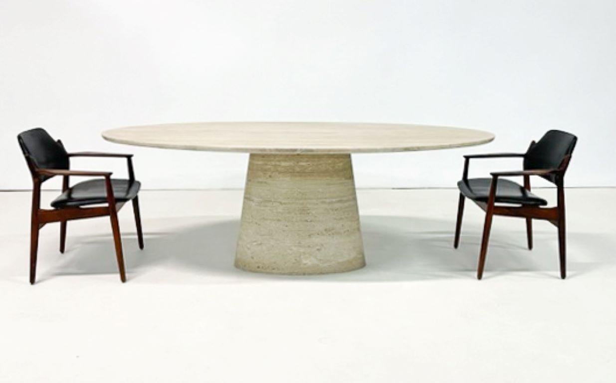 Contemporary Dining Table, Travertine, Italy For Sale 1