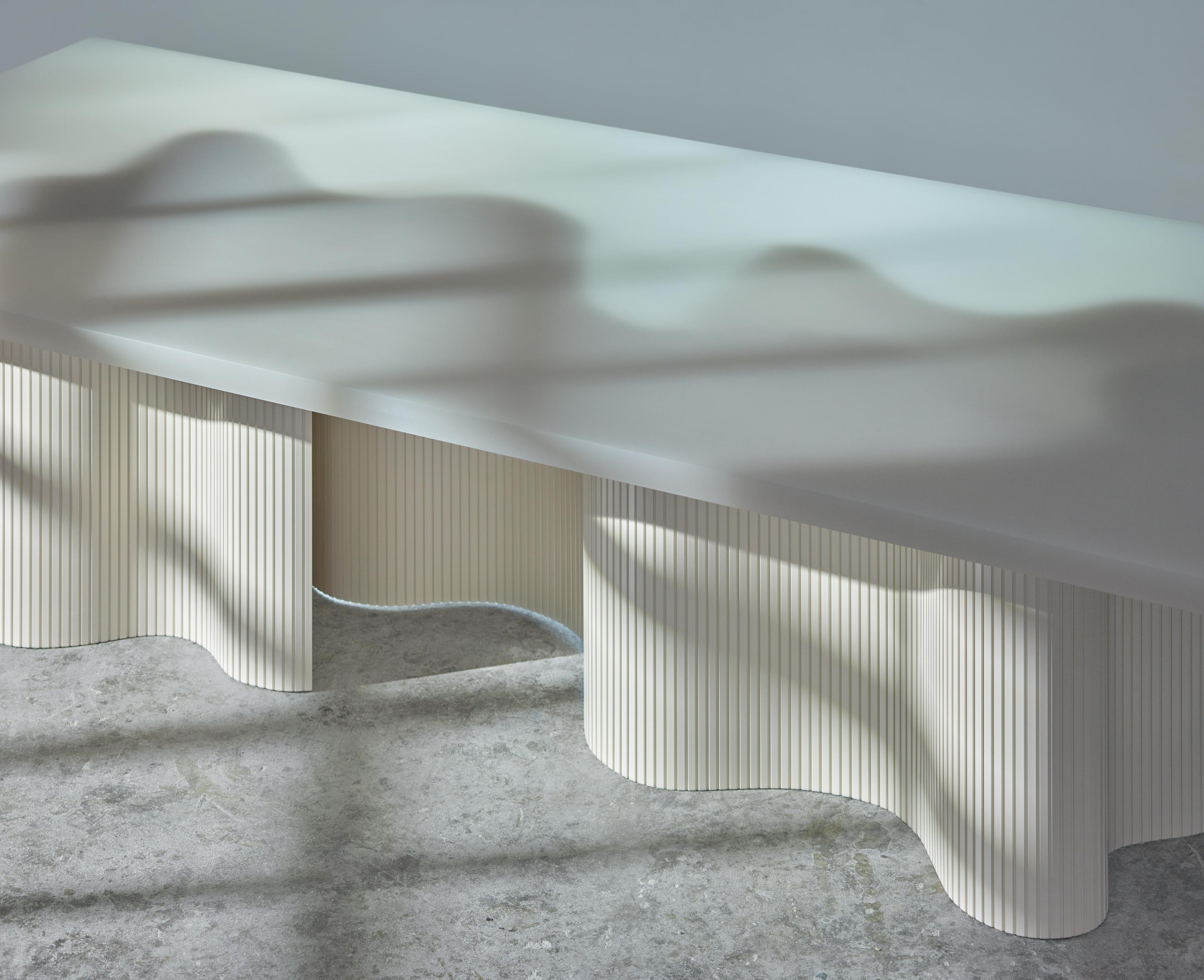 Dutch Contemporary Dining Table, White Matte Polished Resin, by Erik Olovsson For Sale