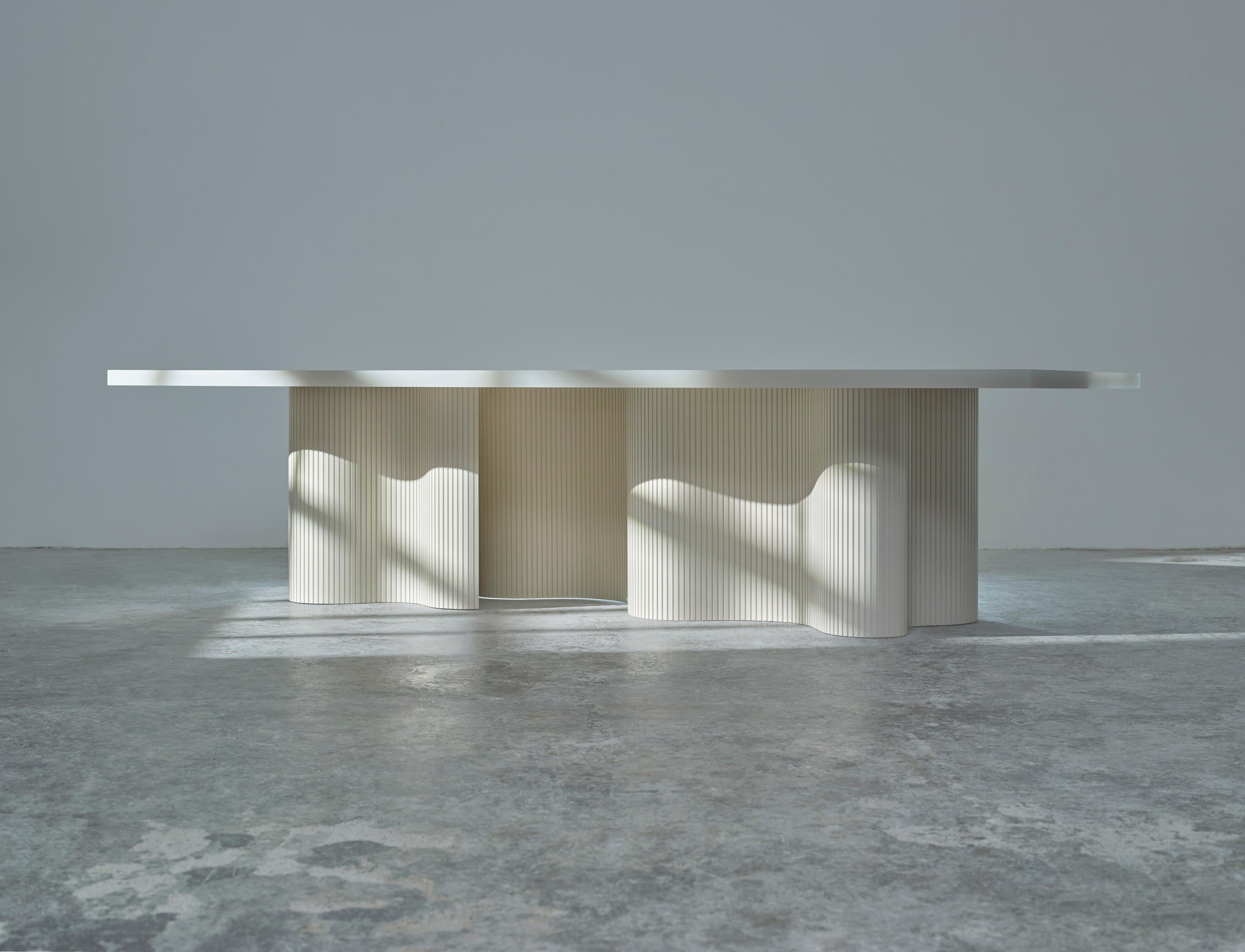 Contemporary Dining Table, White Matte Polished Resin, by Erik Olovsson In New Condition For Sale In Stockholm, SE