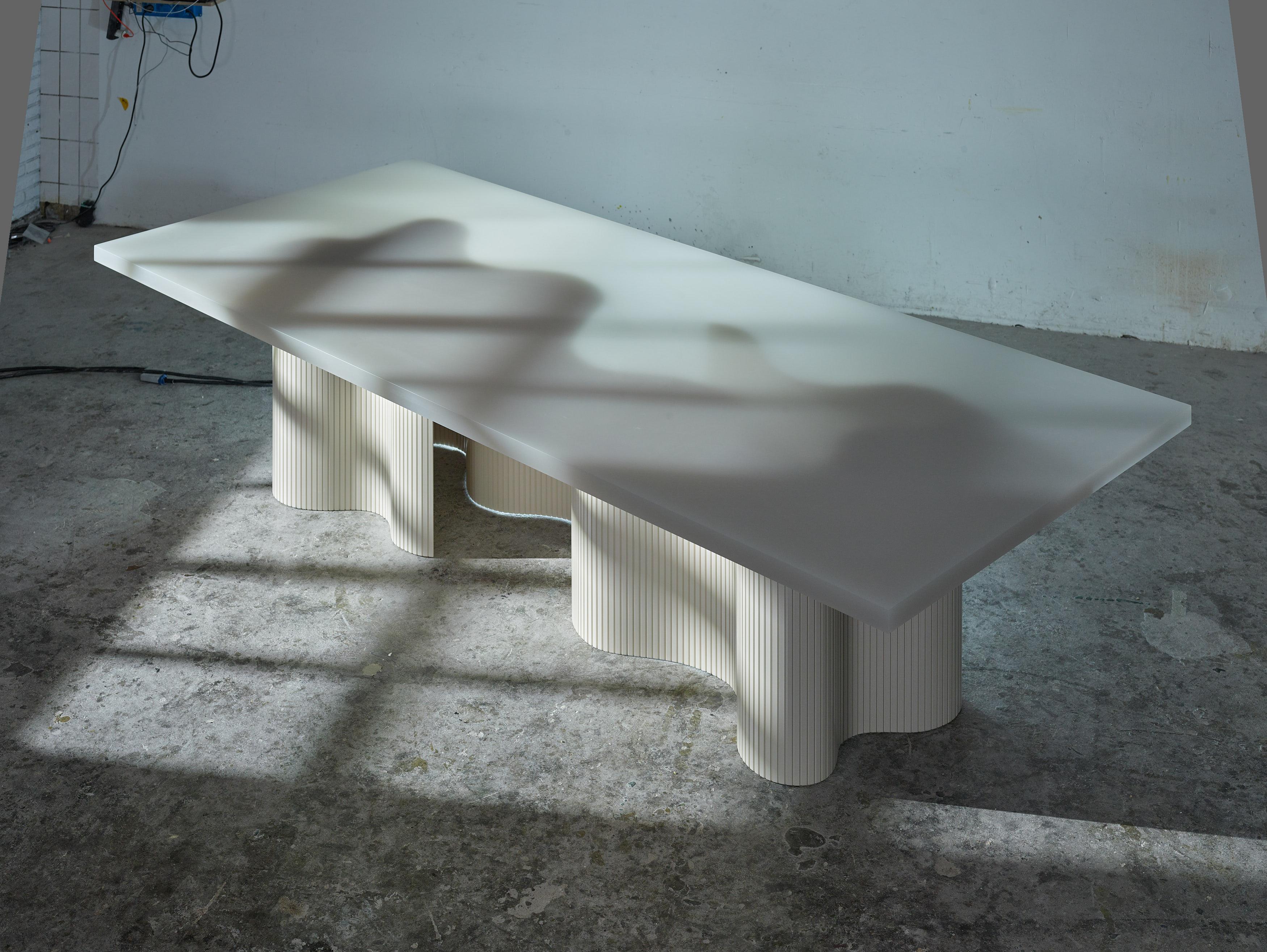 Contemporary Dining Table, White Matte Polished Resin, by Erik Olovsson For Sale 1