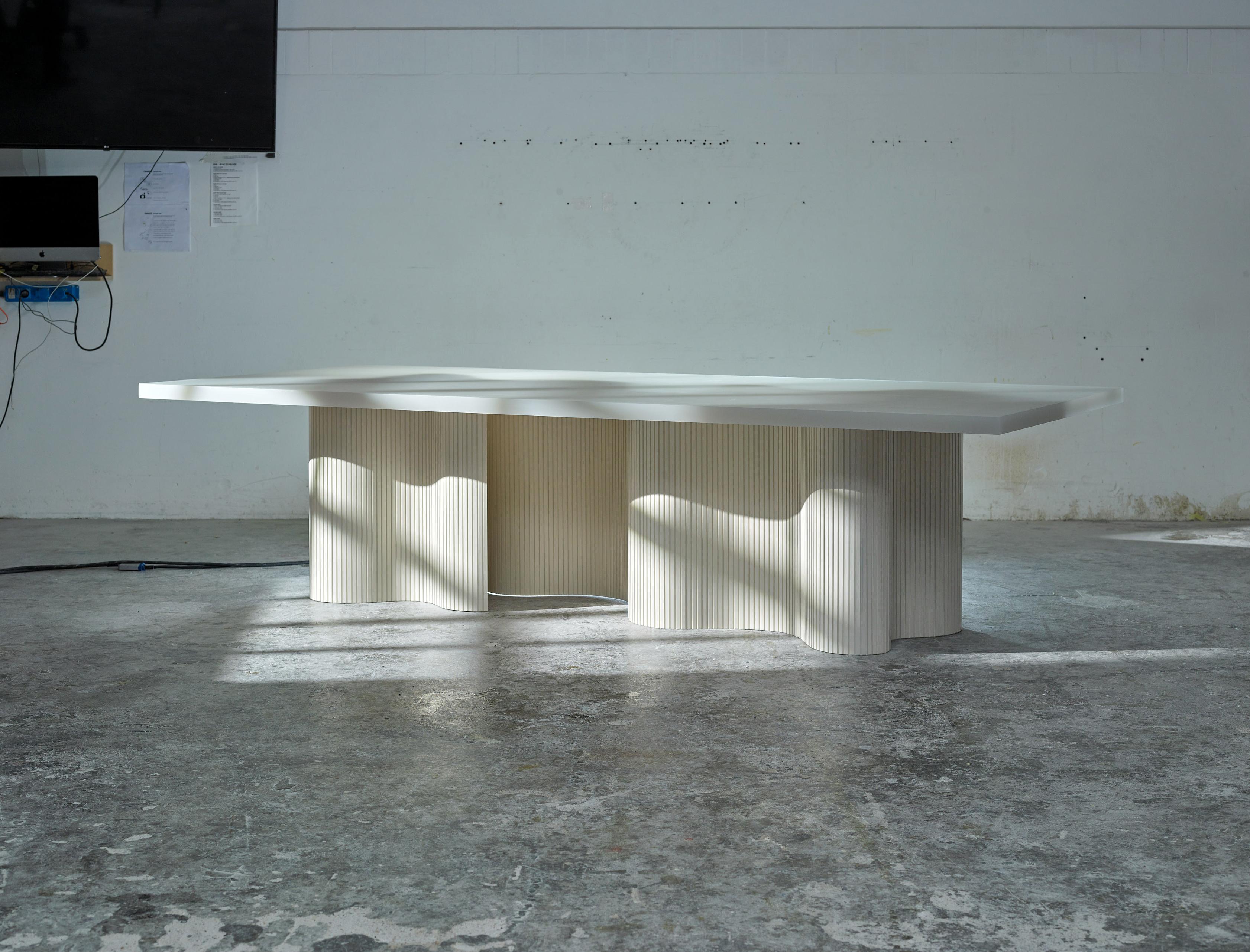 Contemporary Dining Table, White Matte Polished Resin, by Erik Olovsson For Sale 2