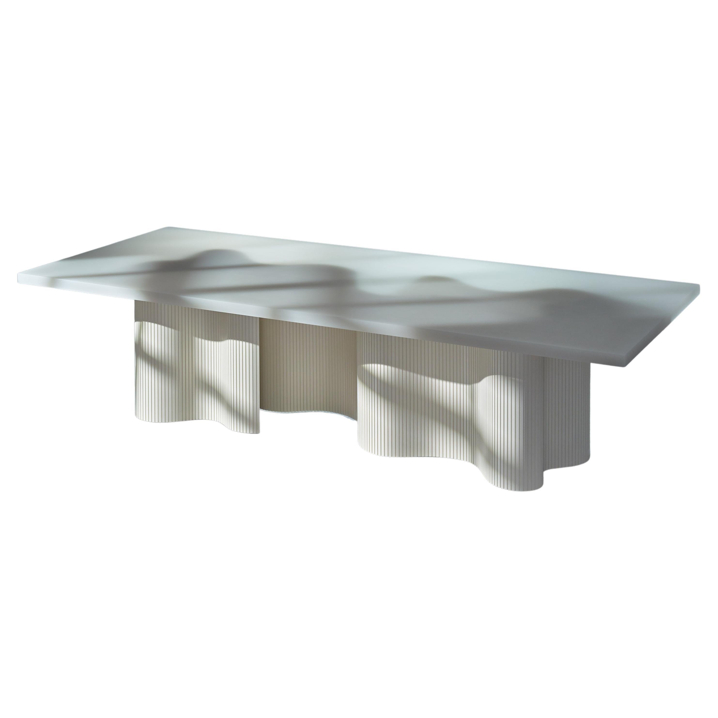 Contemporary Dining Table, White Matte Polished Resin, by Erik Olovsson For Sale