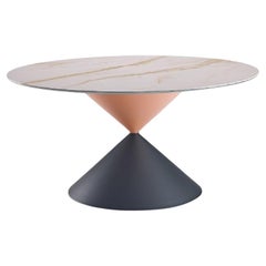 Contemporary Dining Table With Two Colored Metal Base