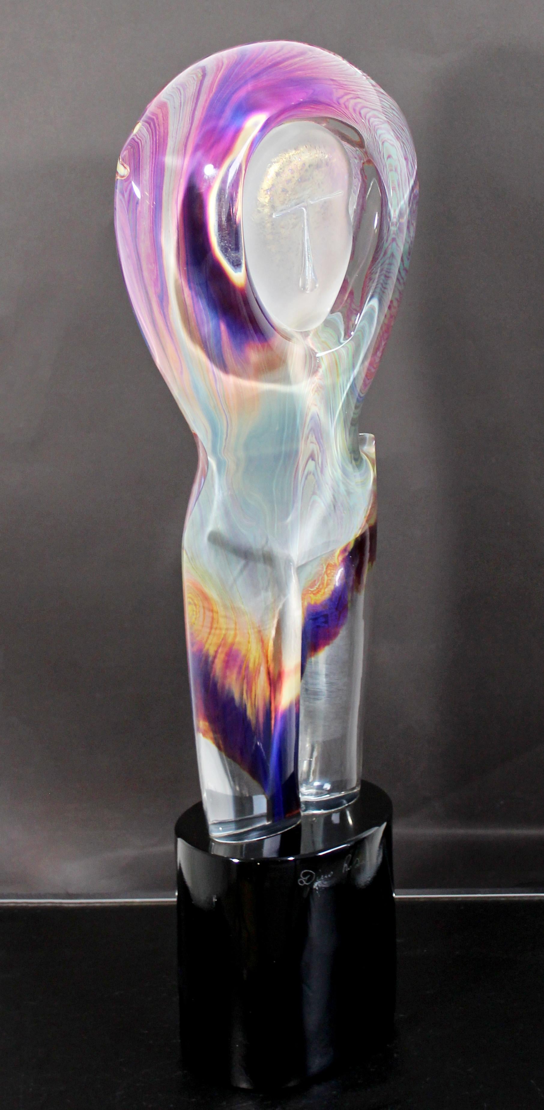 For your consideration is a breathtaking, Murano glass art table sculpture of a person, signed by Dino Rosin. In excellent condition. The dimensions are 11