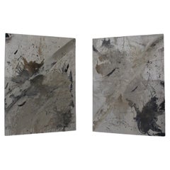 Grey Black and Beige Abstract Painting Diptych 'Coming Along', 2021