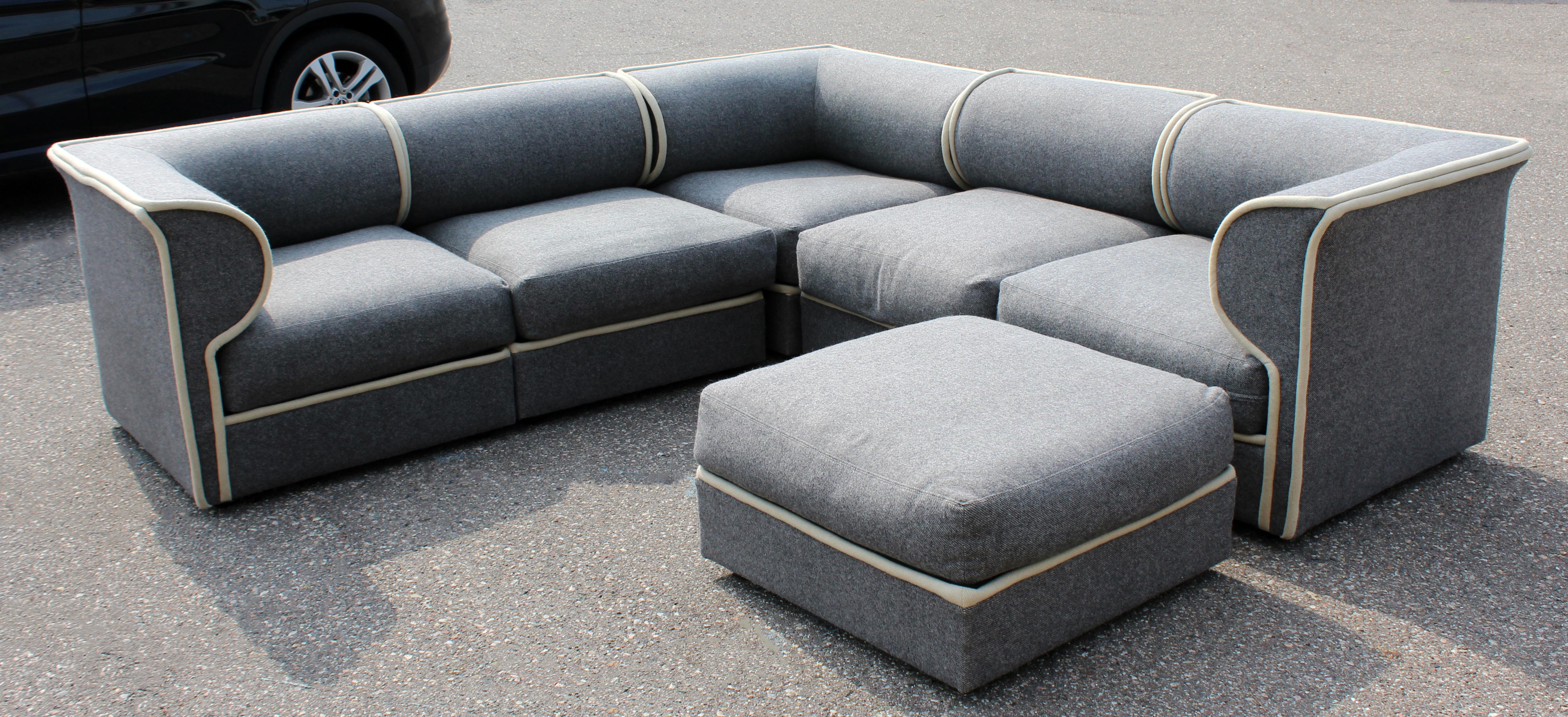 Late 20th Century Contemporary Directional 5-Piece Curved Modular Sectional Sofa