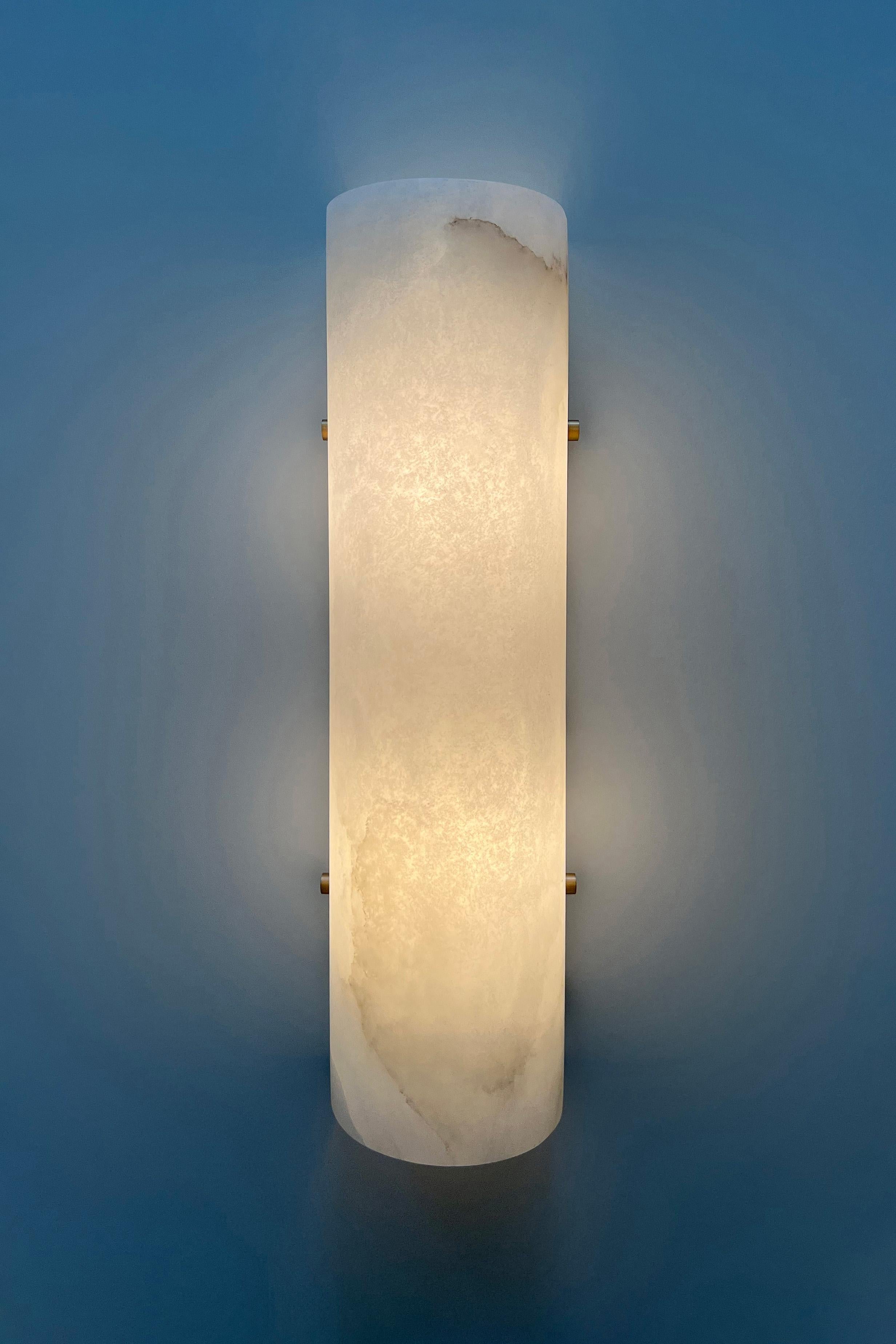 Blackened Contemporary Domo Sconce 101A in Alabaster by Orphan Work For Sale