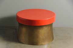 Contemporary Dong Shan Table in Red Lacquer and Brass by Robert Kuo