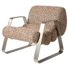Contemporary Dool Armchair with brick colour fabric. Made in Italy by Hessentia