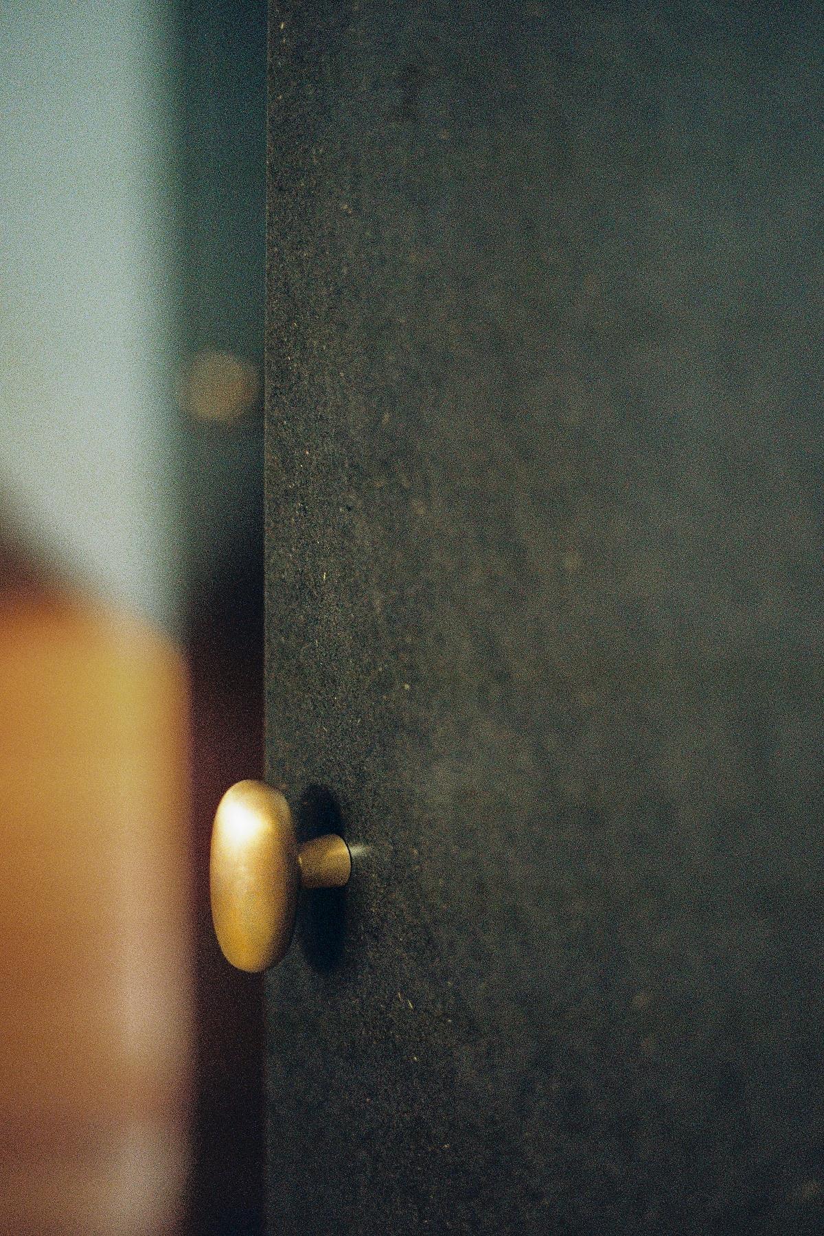 Swedish Contemporary Door Handle / Knob 'Blunt' by Spaces Within, Dark Brass For Sale