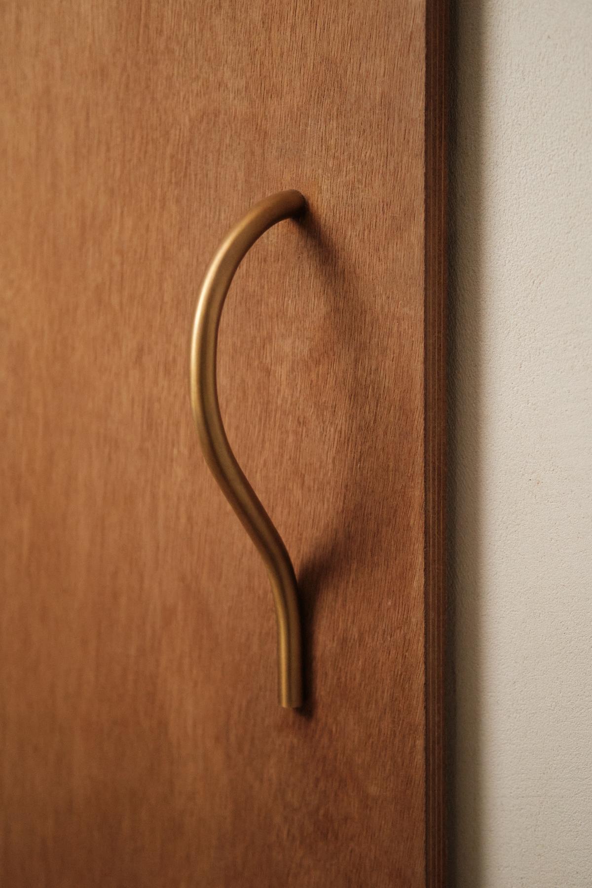 Swedish Contemporary Door Handle / Knob 'Doyen' by Spaces Within, Dark Brass For Sale