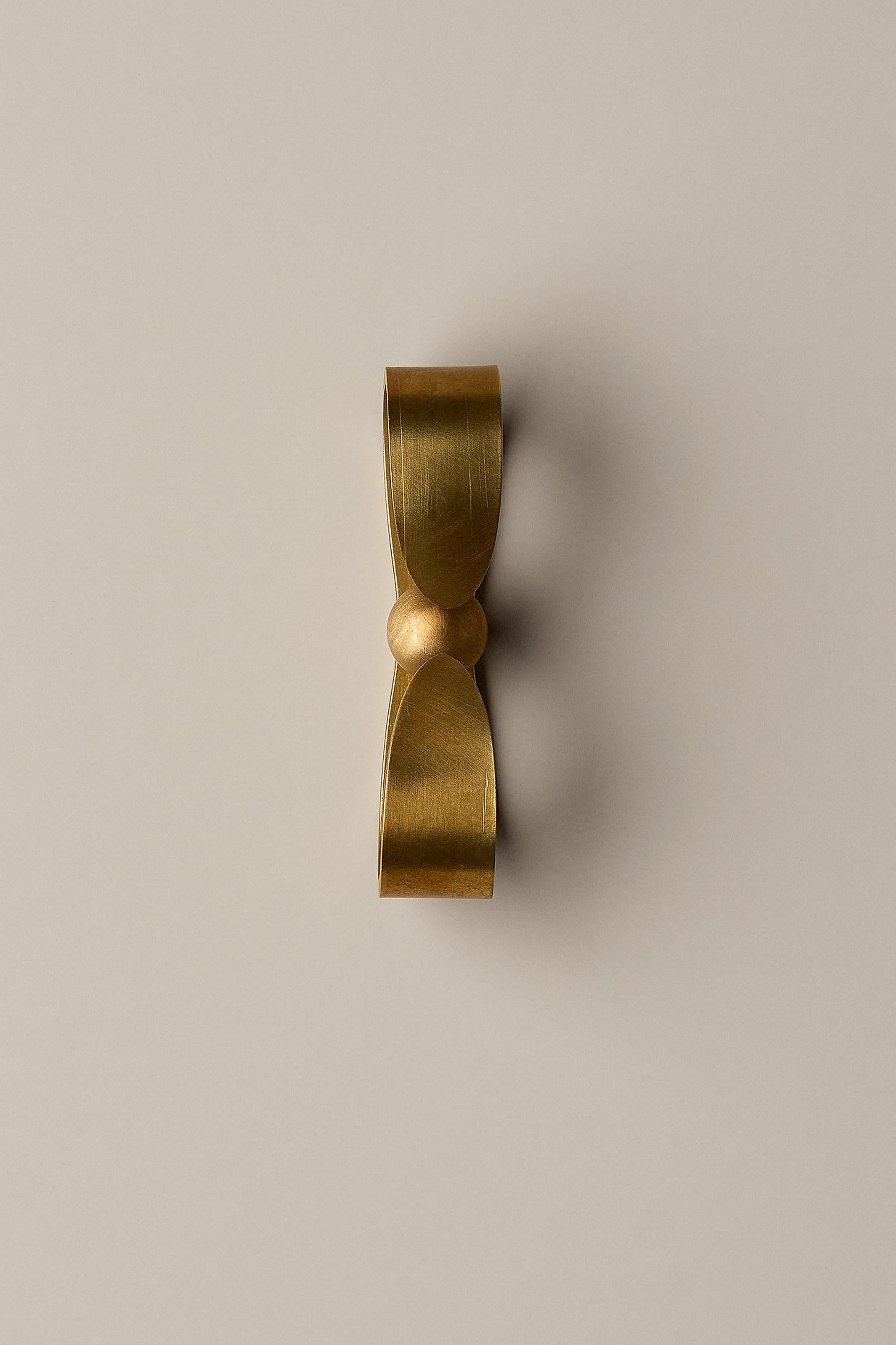 Swedish Contemporary Door Handle / Knob 'Prim' by Spaces Within, Amber Brass For Sale
