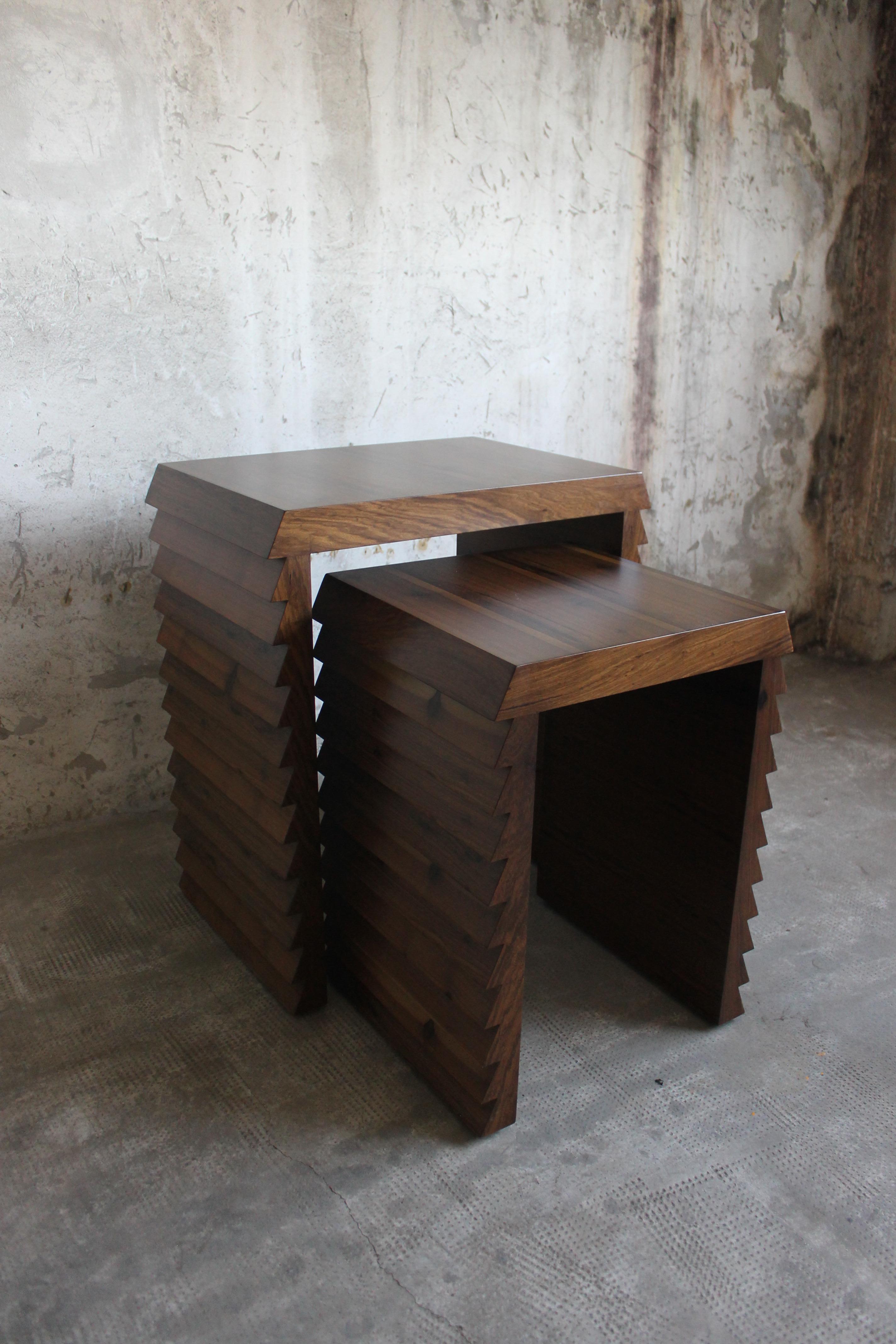 Wood Contemporary Modern Nesting Tables in Argentine Rosewood by Costantini, Dorena For Sale