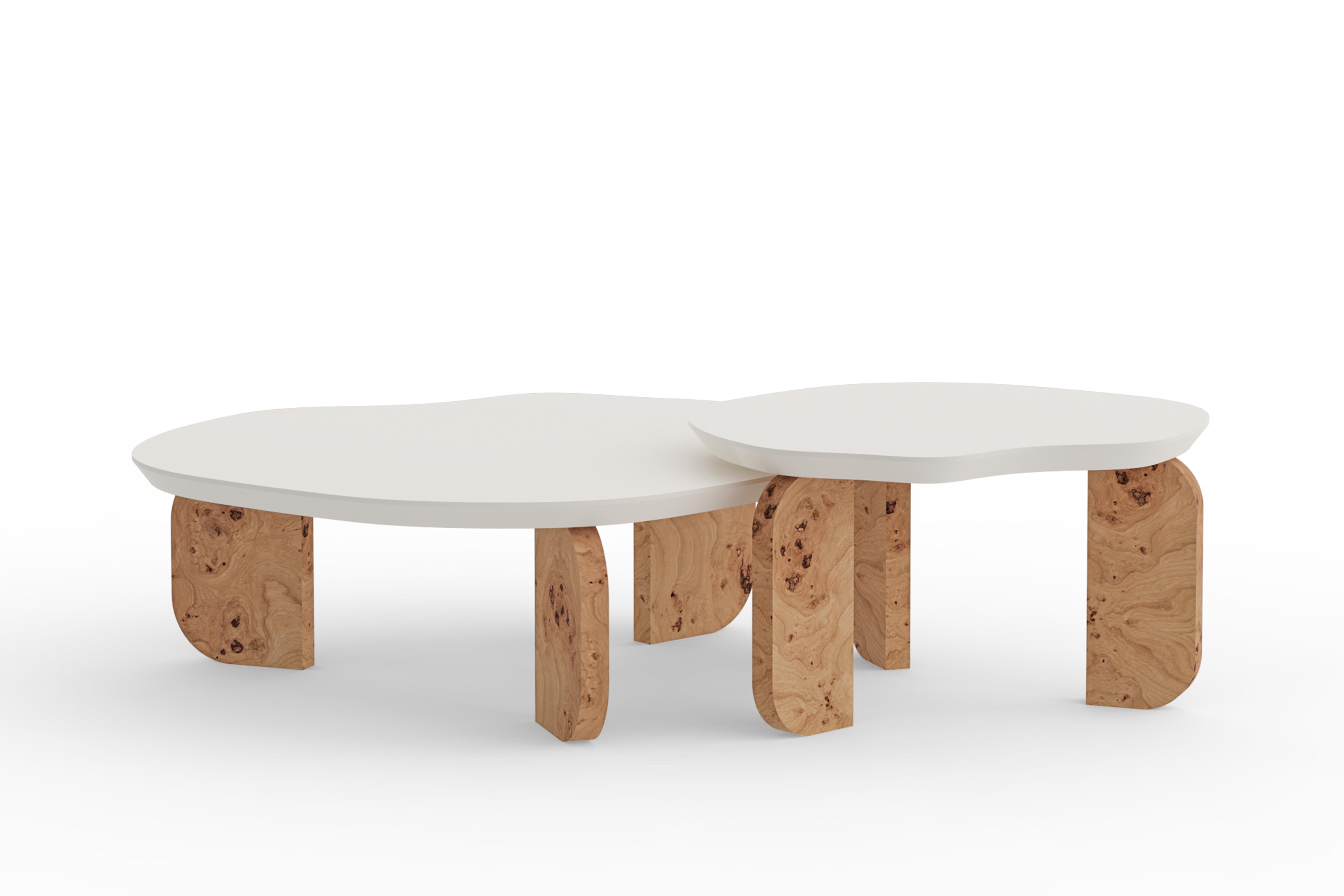 Contemporary Dornes Nesting Coffee Table Set/2, Oak Root, Handmade by Greenapple For Sale 6