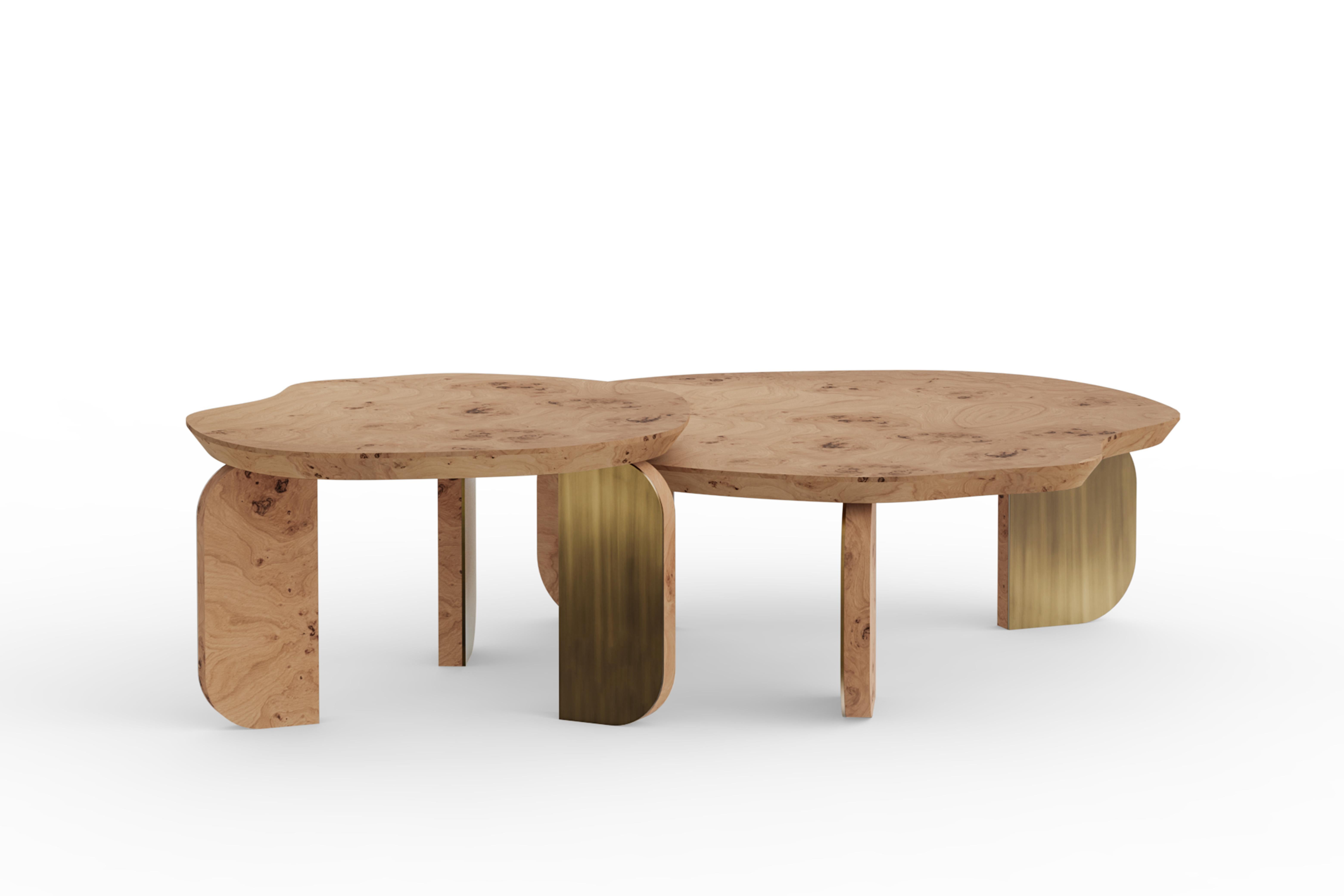 Tavolino da caffè contemporaneo Dornes, set/2, radice di Oak, fatto a mano da Greenapple in vendita 5