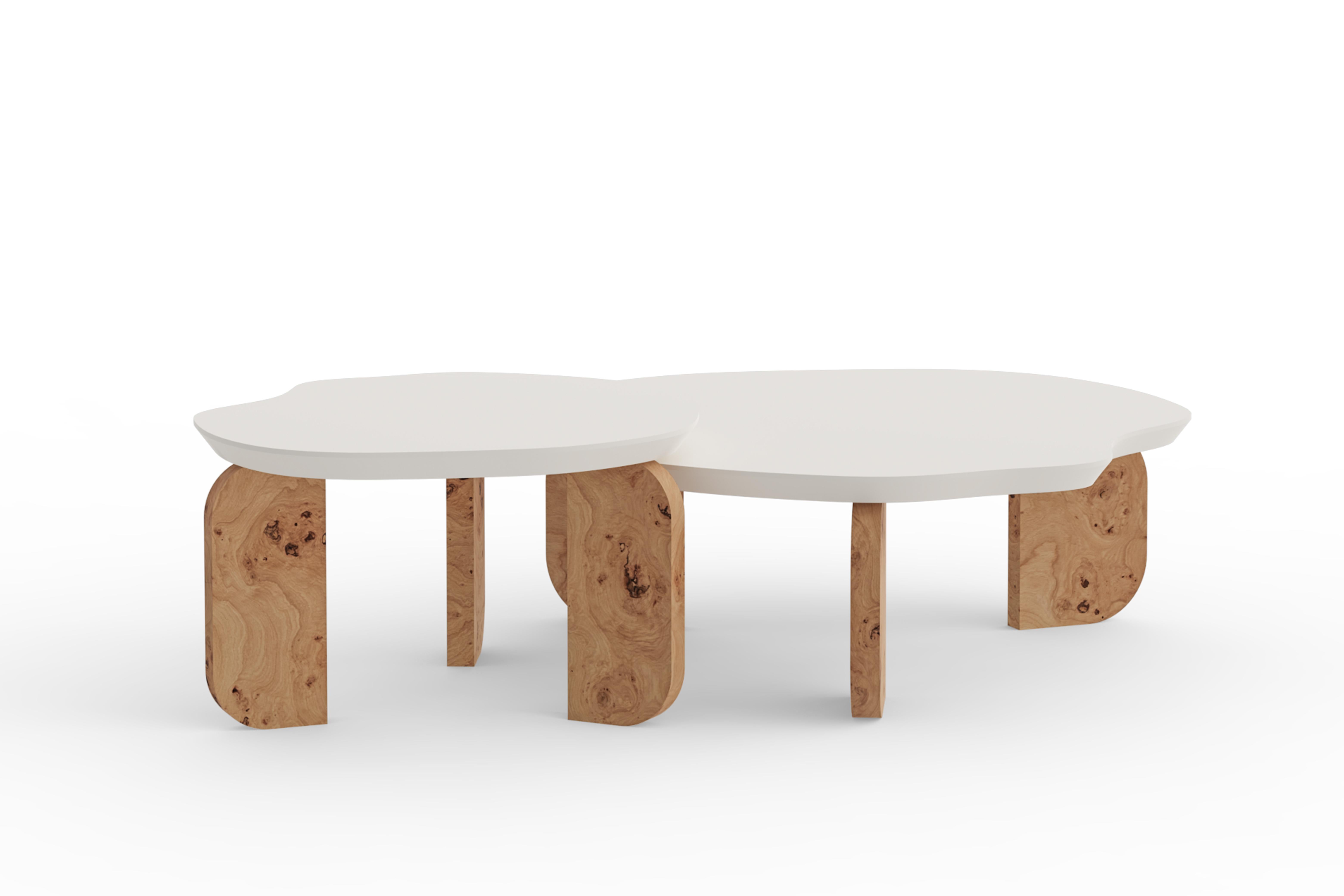 Contemporary Dornes Nesting Coffee Table Set/2, Oak Root, Handmade by Greenapple For Sale 7