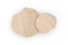 Contemporary Dornes Nesting Coffee Table Set/2, Travertine, Handmade Greenapple