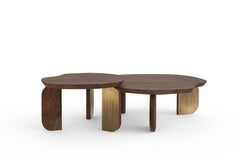 Contemporary Dornes Nesting Coffee Table Set/2, Walnut Root, Handmade Greenapple
