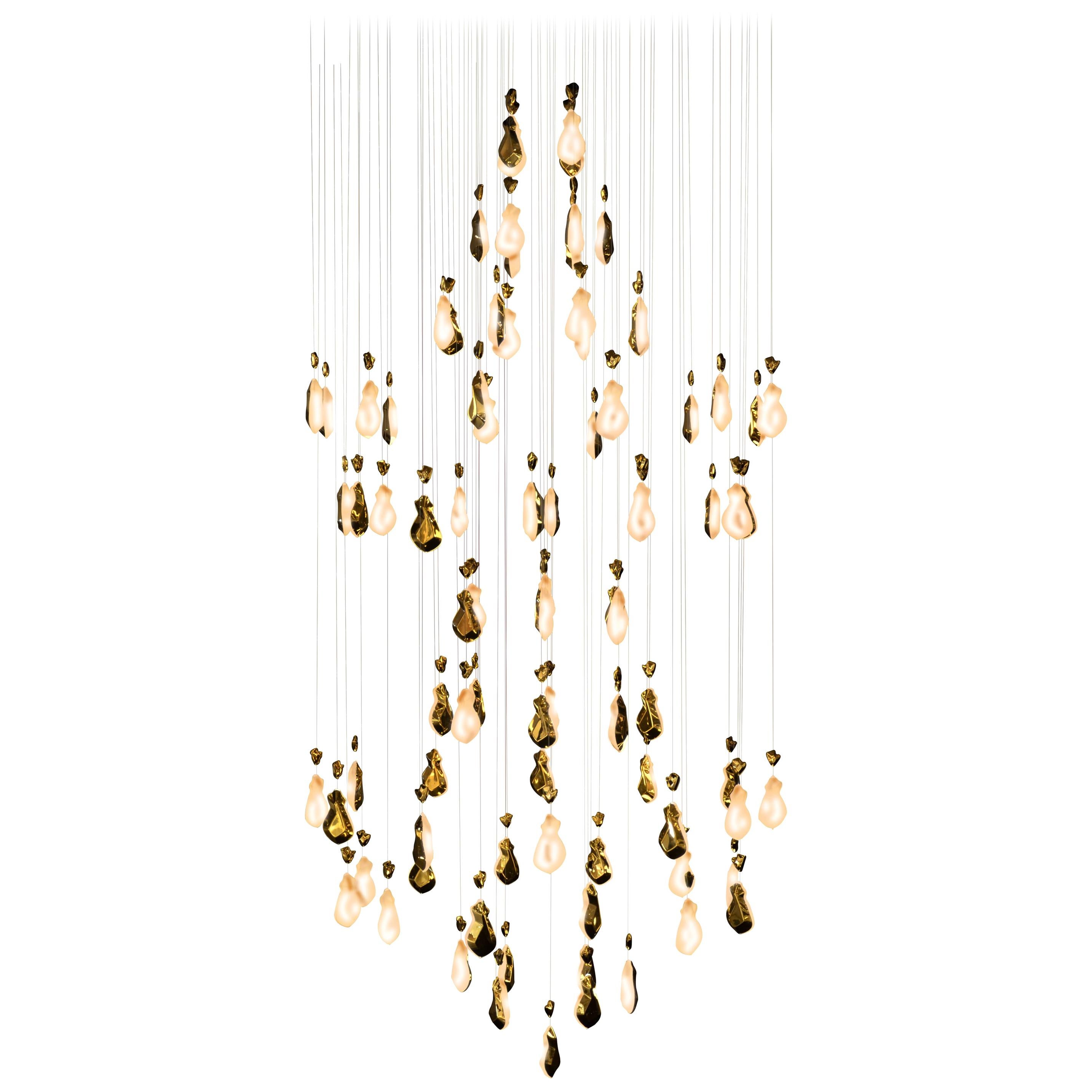 Contemporary "Double Louis 15 Or” Chandelier in Handmade Limoges Porcelain For Sale