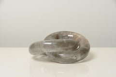 Contemporary Double Ring Link Sculpture in Smoke Crystal by Robert Kuo