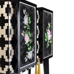 Cabinet, Double Secrataire with Rose Embroidery