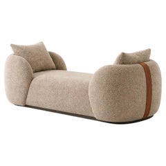 Diván de conversación contemporáneo de bouclé reversible con detalles en piel