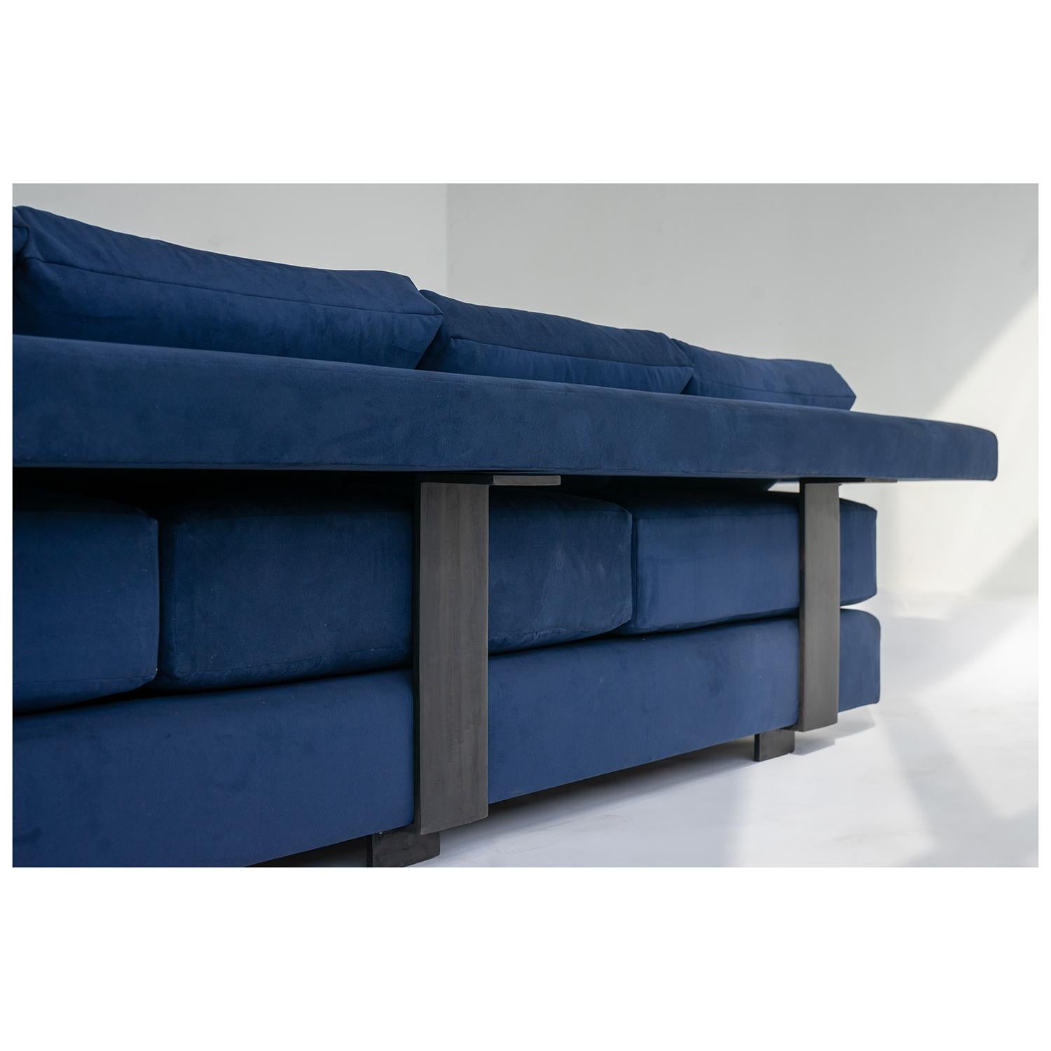 Sofa Contemporary Down Filling Classical Modern with Hand Carved Steel Details For Sale 1