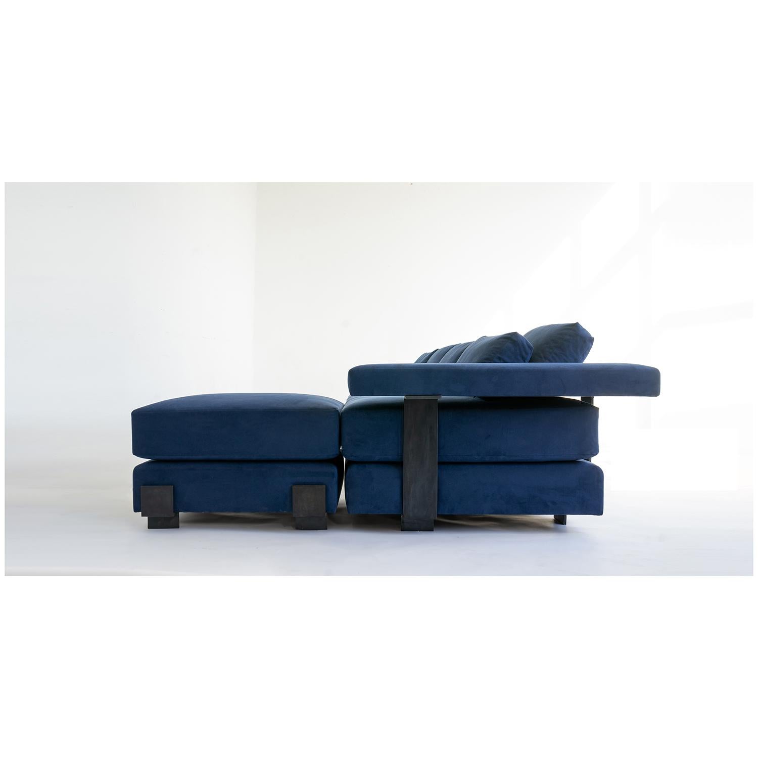 SOFA NO. 1 AND OTTOMAN SET
J.M. Szymanski
d. 2020

Hand-carved steel details integrated into a modern take on a sectional sofa. 

Pricing may vary on filling and fabric. Pricing based on COM. Custom sizes and fabrics available.

Our products are