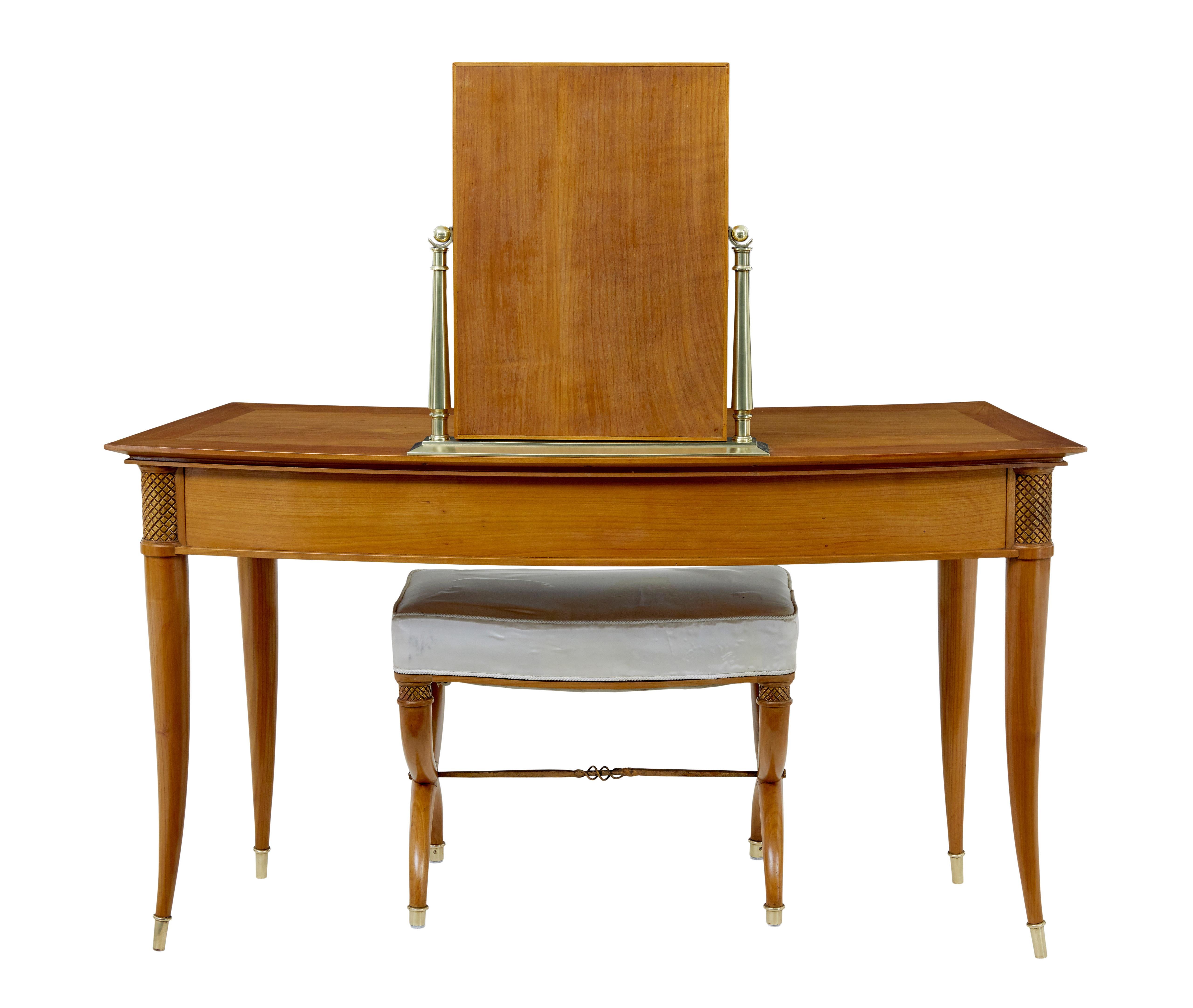 Modern Contemporary dressing table and stool in cherry