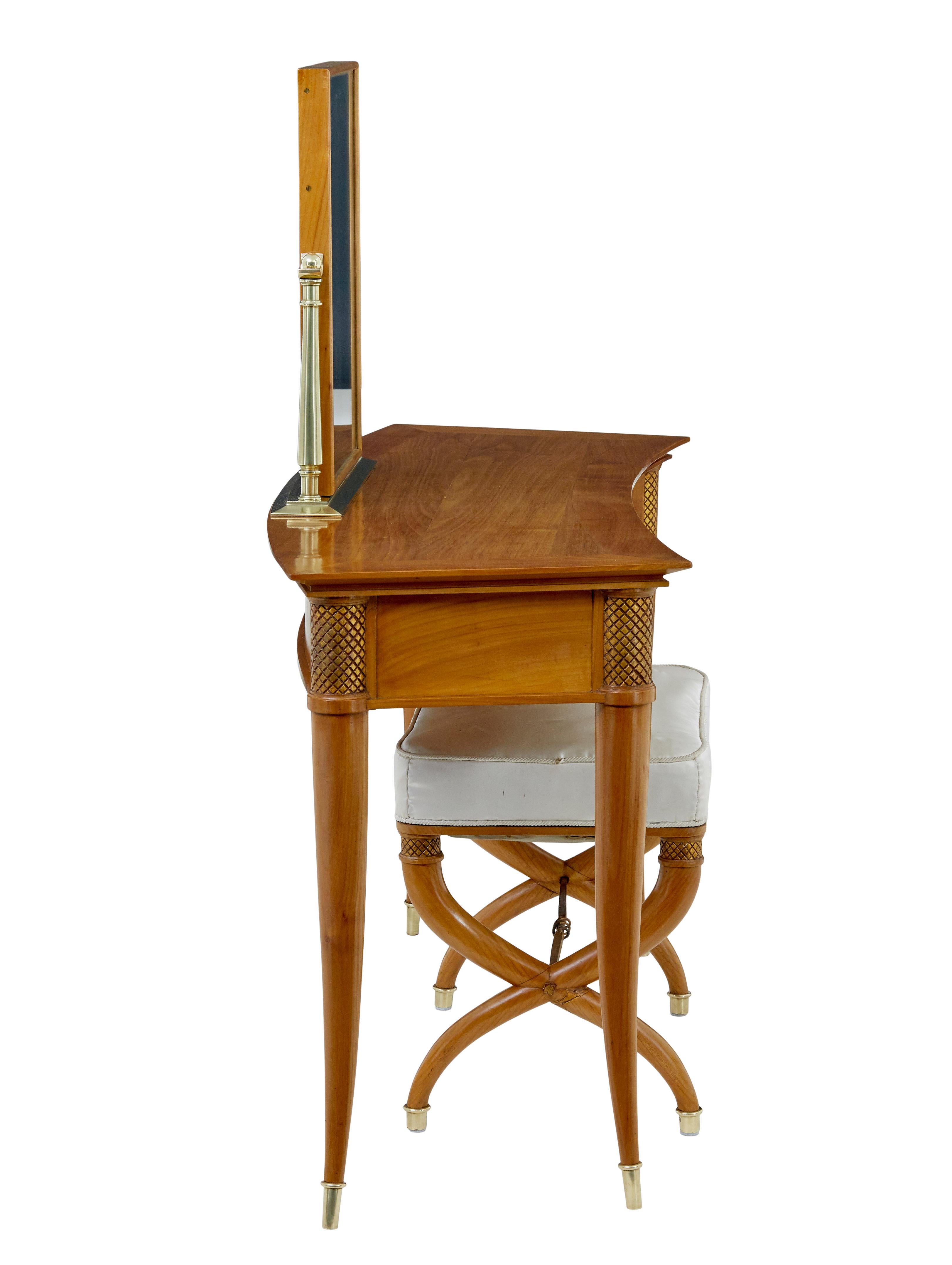 English Contemporary dressing table and stool in cherry