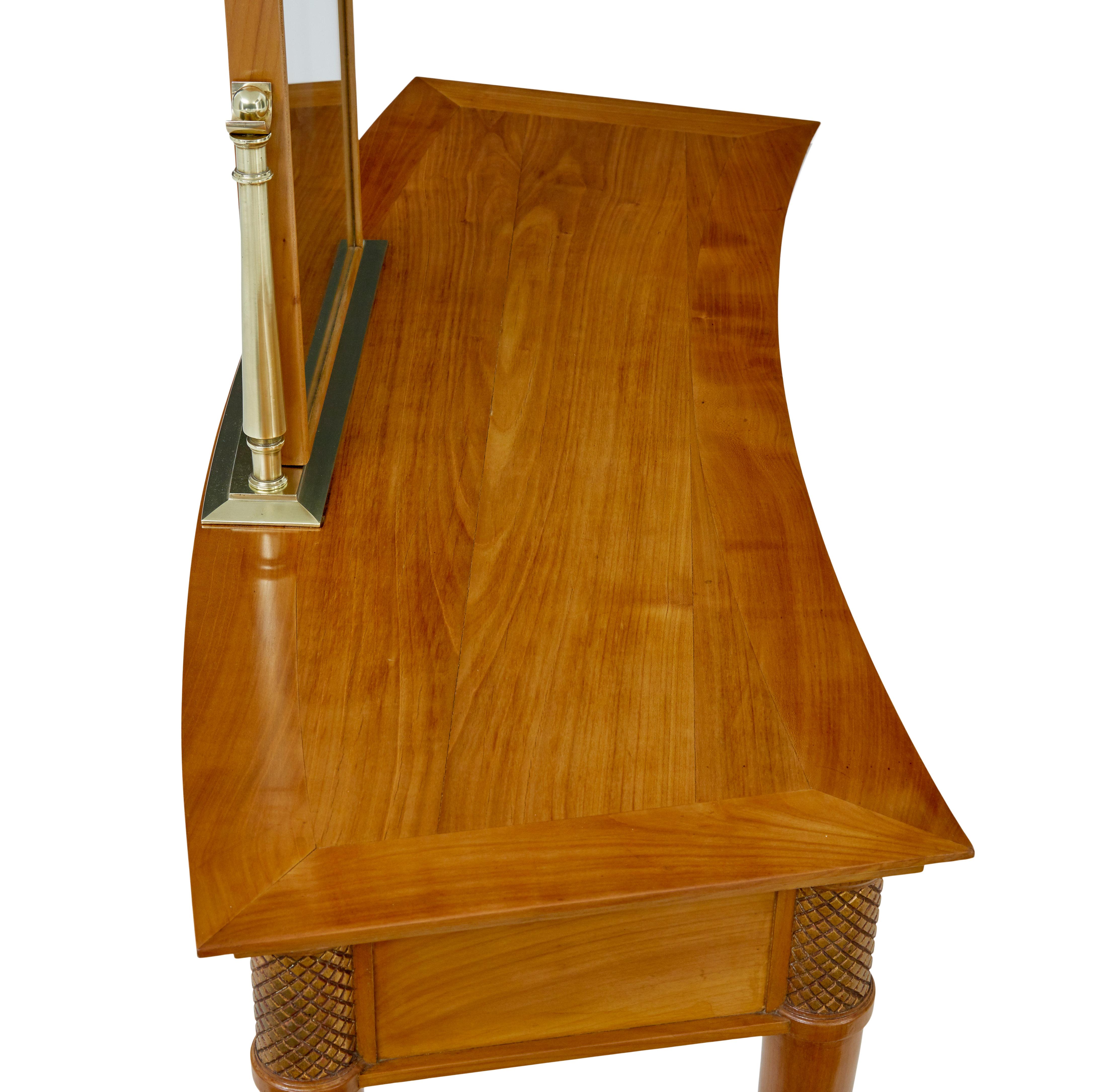 Carved Contemporary dressing table and stool in cherry