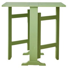 Contemporary Drop Leaf Table in Petrol Green Painted Wood, Belgium