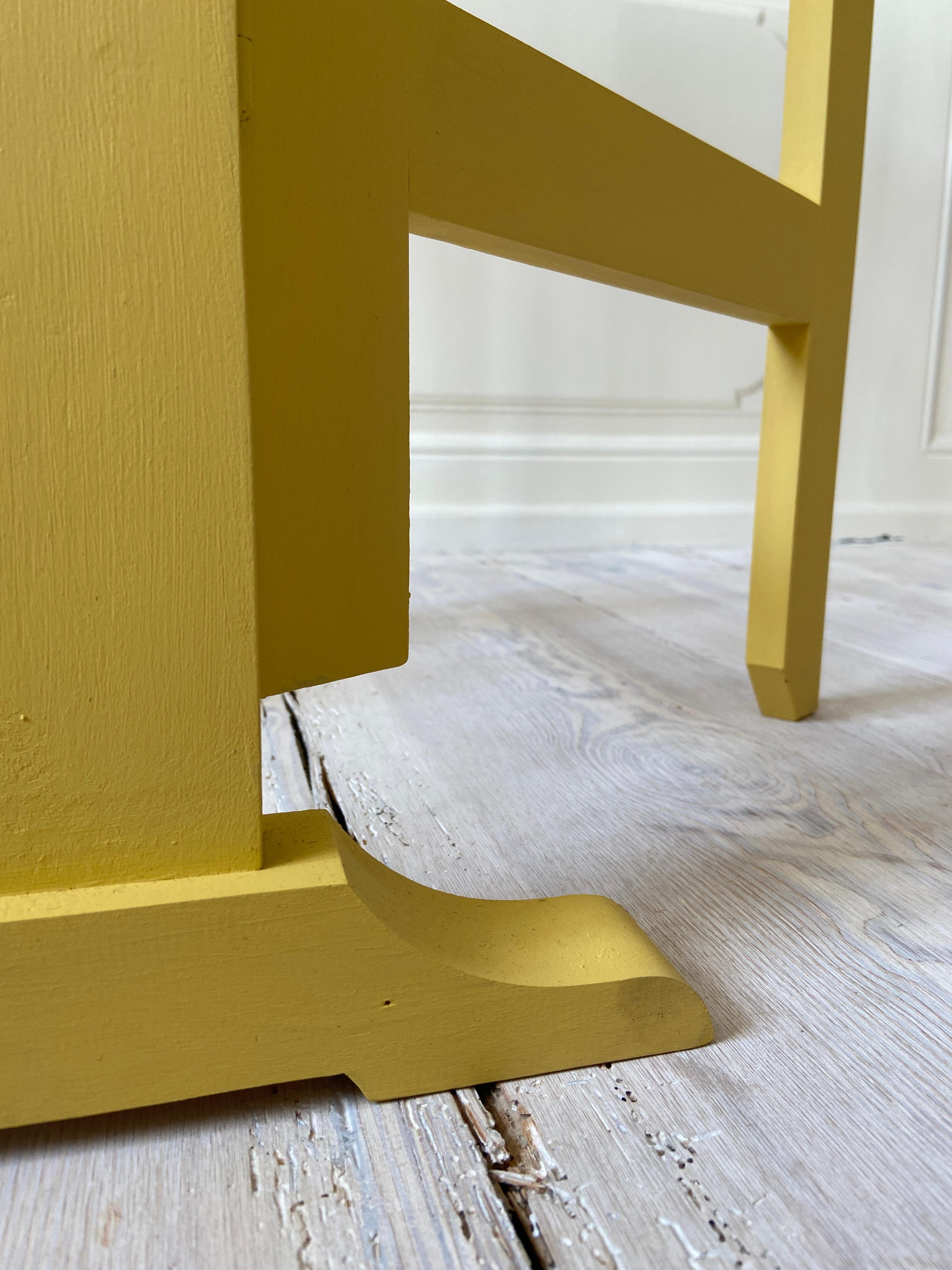 Contemporary Drop Leaf Table in Yellow Painted Wood, Belgium 2