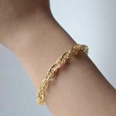 Contemporary Dual-Finish 18K Gold Rope Chain Bracelet