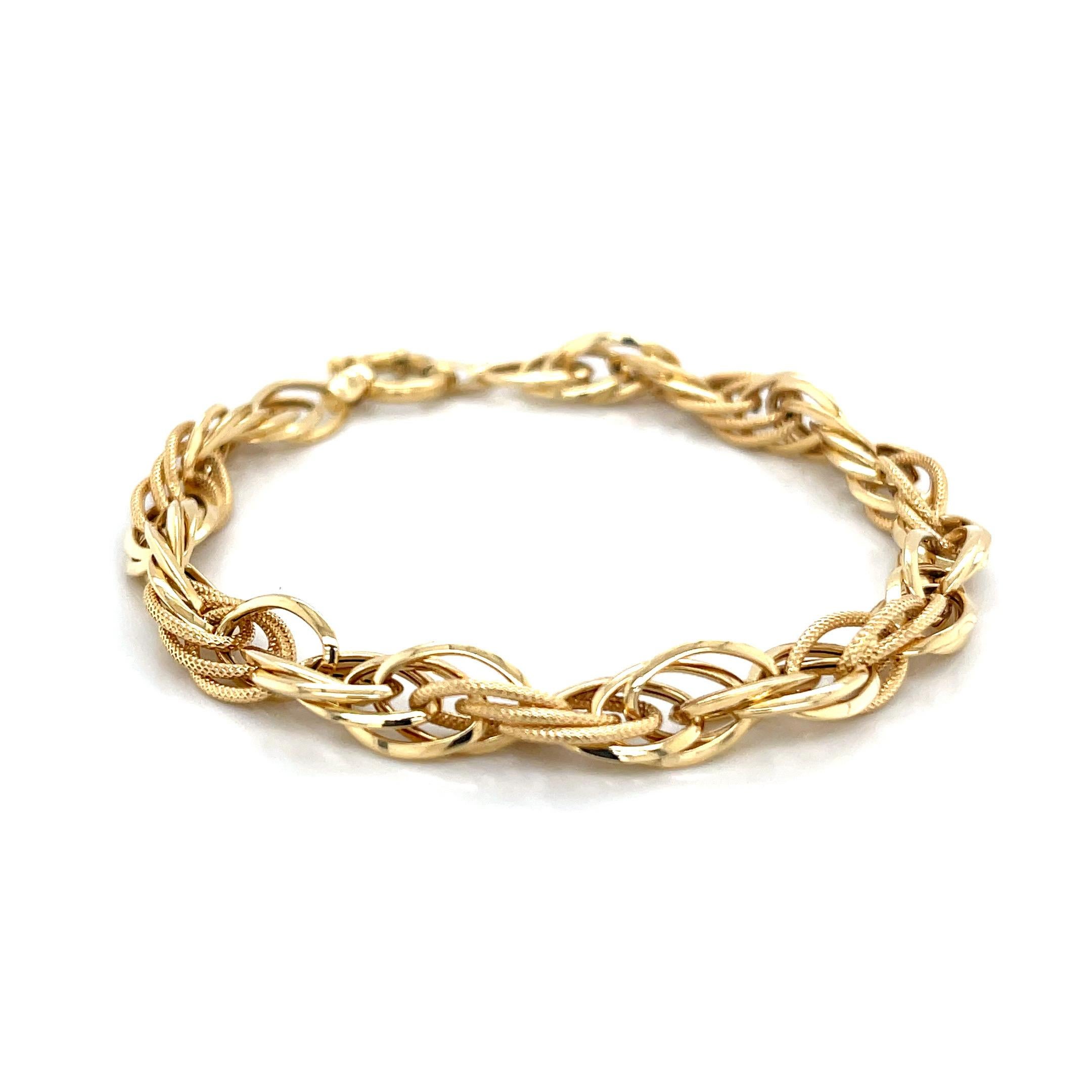 Contemporaneo Bracciale a catena a doppia finitura in oro 18K in vendita