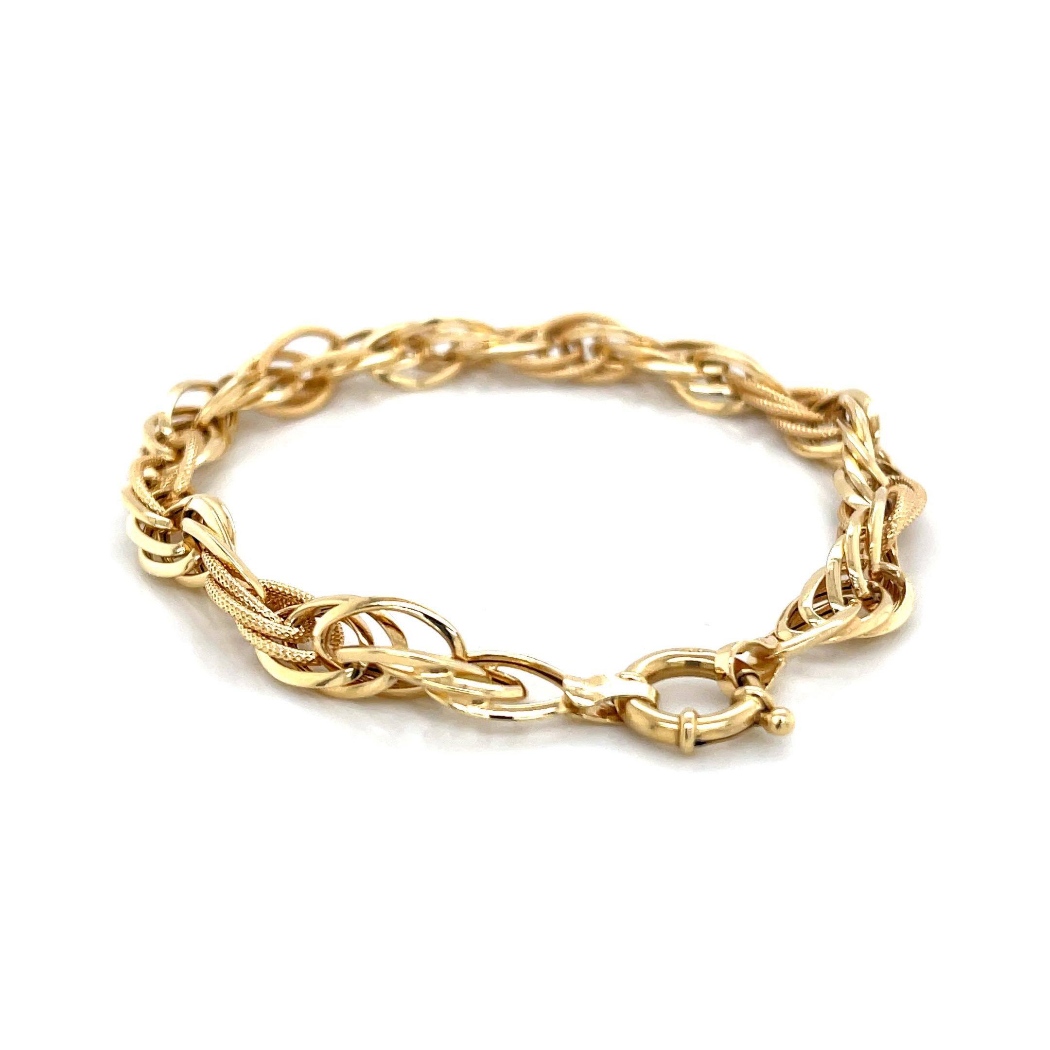 da uomo o donna Bracciale a catena a doppia finitura in oro 18K in vendita