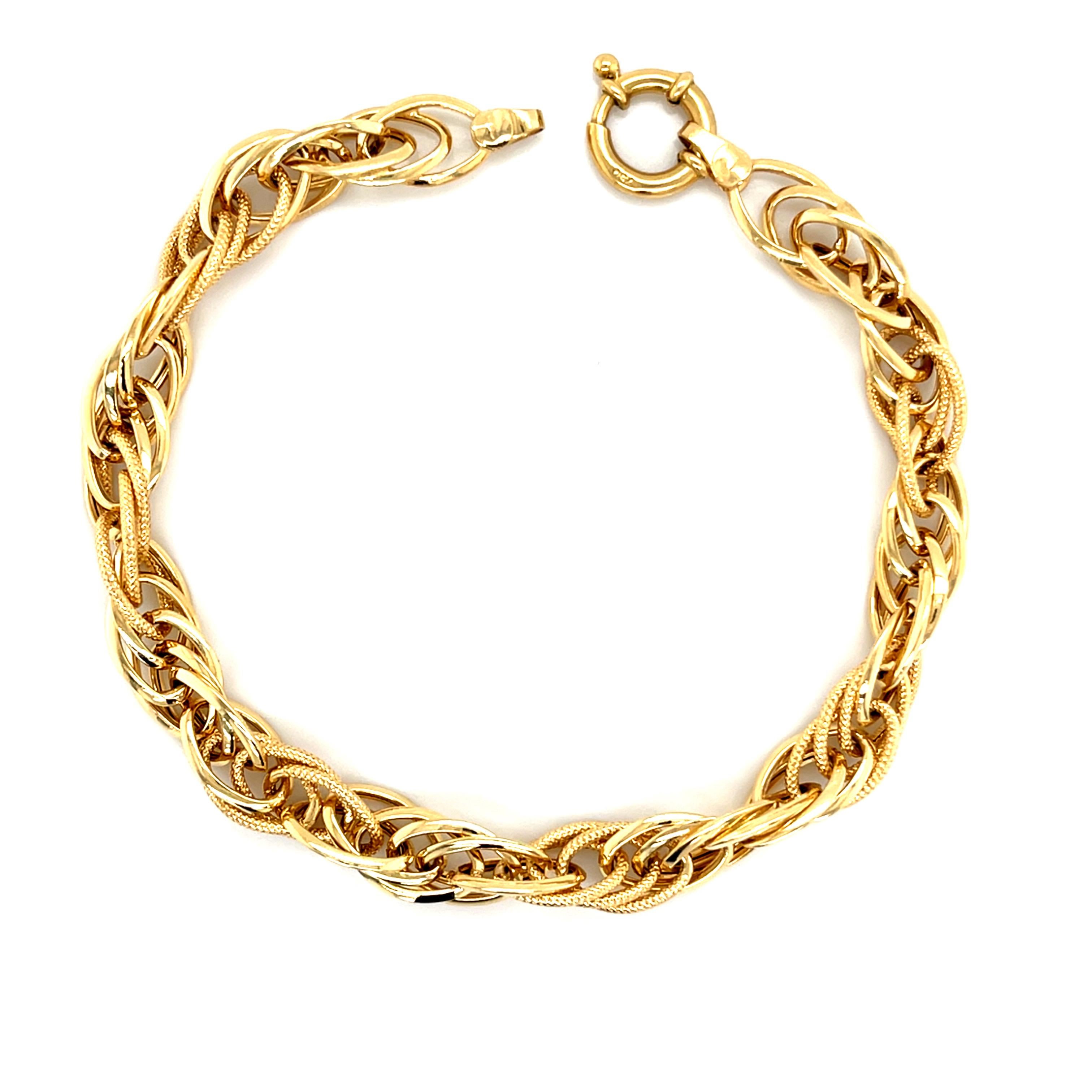 Bracciale a catena a doppia finitura in oro 18K in vendita 1