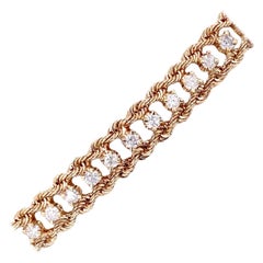 Bracciale contemporaneo a doppia corda con linea di diamanti da 1,20 carati in oro giallo 14K, 7".