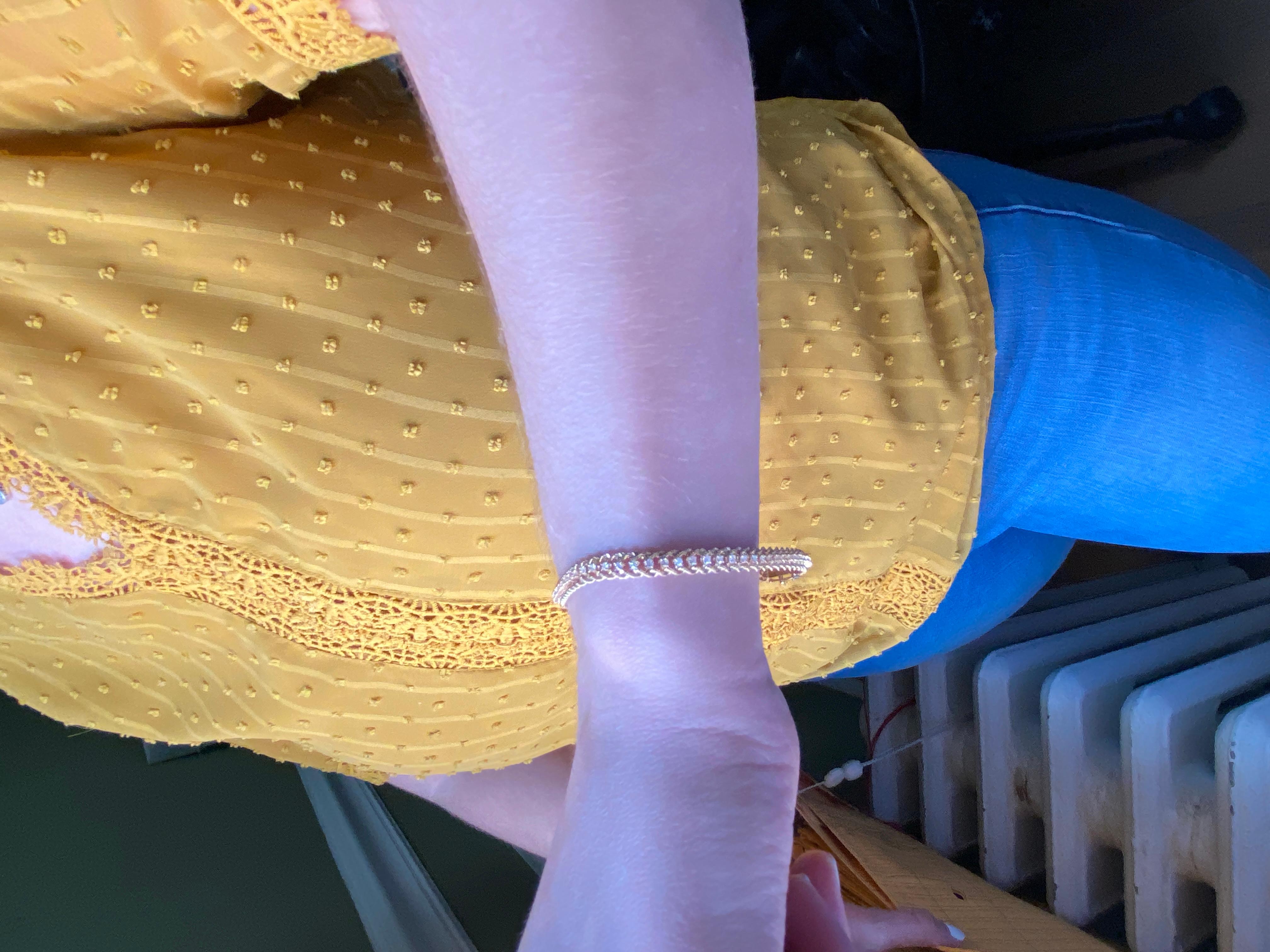 Bracelet contemporain en or jaune 14 carats avec deux cordes et une ligne de diamants de 1,40 carat 7