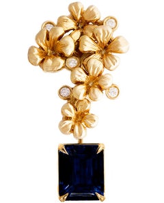 Contemporary Earrings in Eighteen Karat Yellow Gold with Natural Sapphires