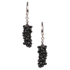 Contemporary Earrings With Black Diamonds In 14Kt Gold 27.50 Ctw Briolettes Cuts