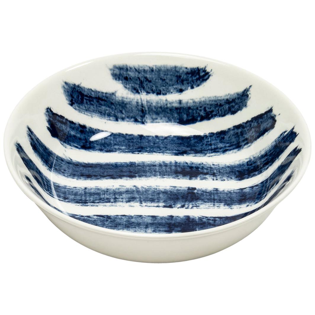 Contemporary Earthenware Bowl with Classic Tones of English Delftware