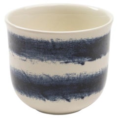 Contemporary Earthenware Espresso Cup with Classic Tones of English Delftware