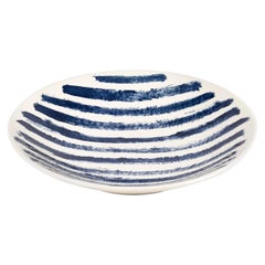 Contemporary Earthenware Large Serving Bowl, Classic Tone of English Delftware