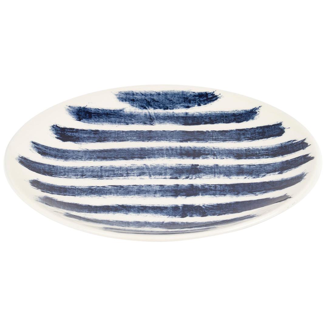 Contemporary Earthenware Salad Plate with Classic Tones of English Delftware