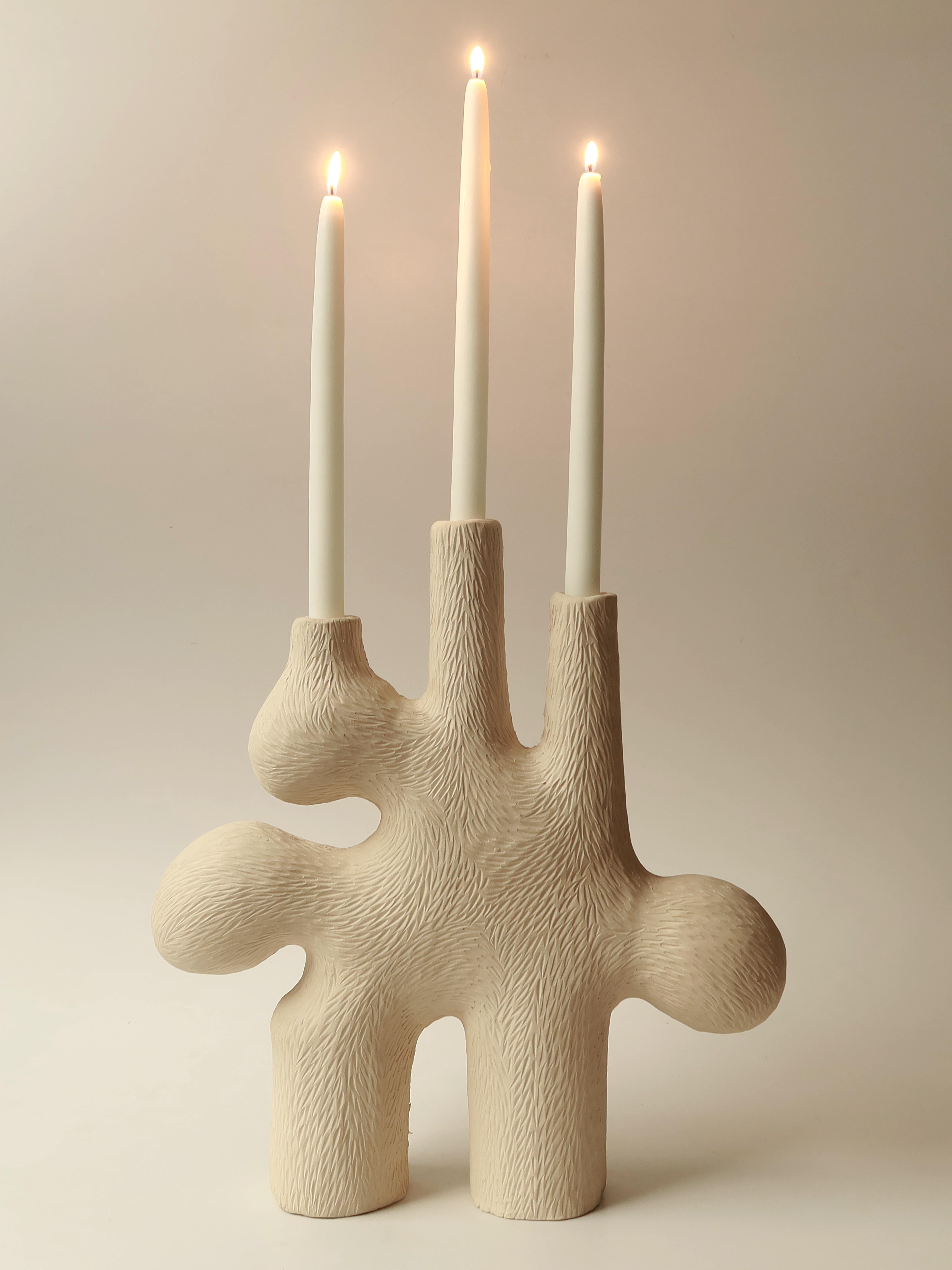 Contemporary Earthy forest candelabra 03 handcrafted by Jan Ernst  In New Condition For Sale In 1204, CH