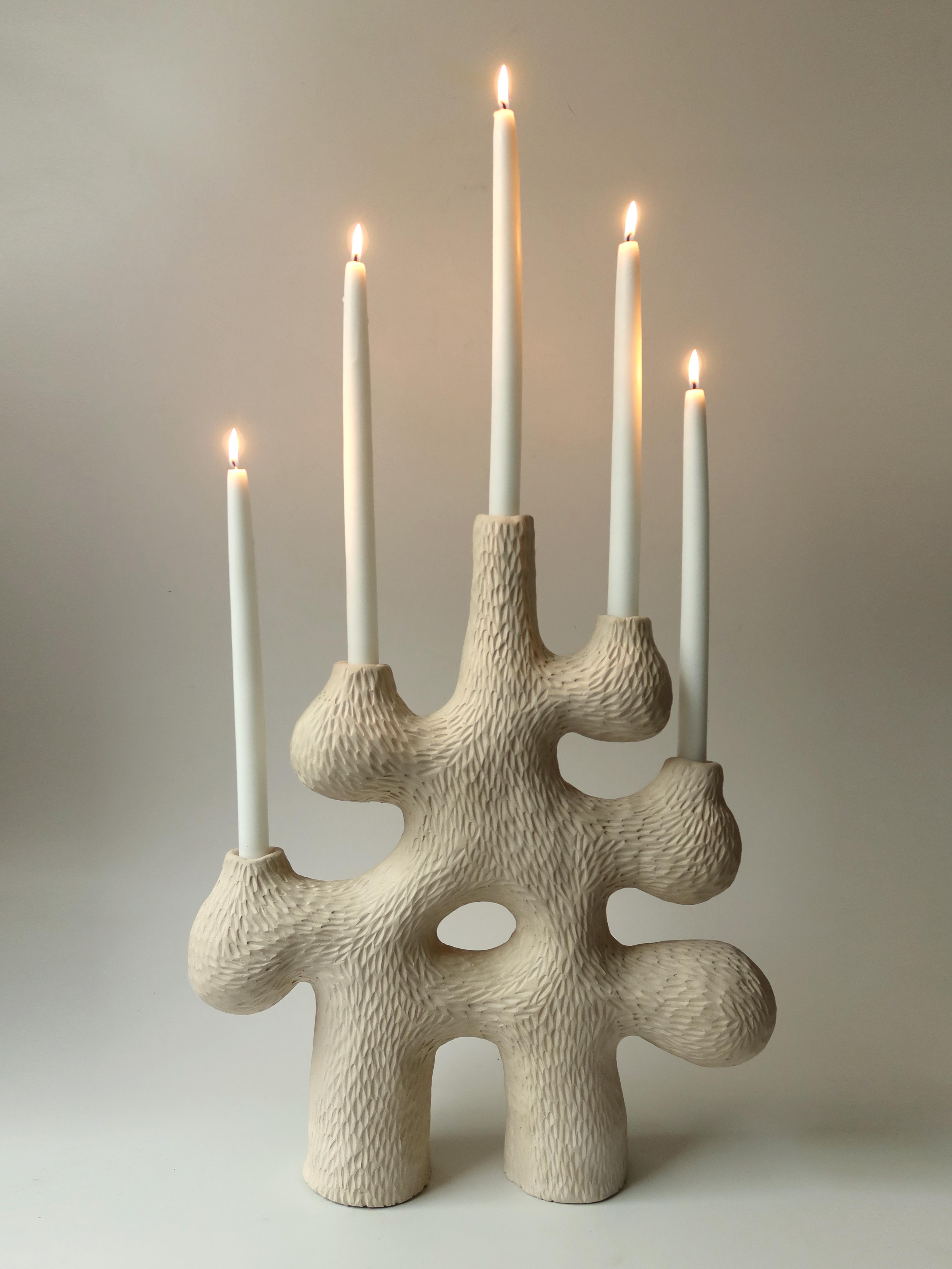 Contemporary Earthy forest candelabra 04 handcrafted by Jan Ernst  In New Condition For Sale In 1204, CH