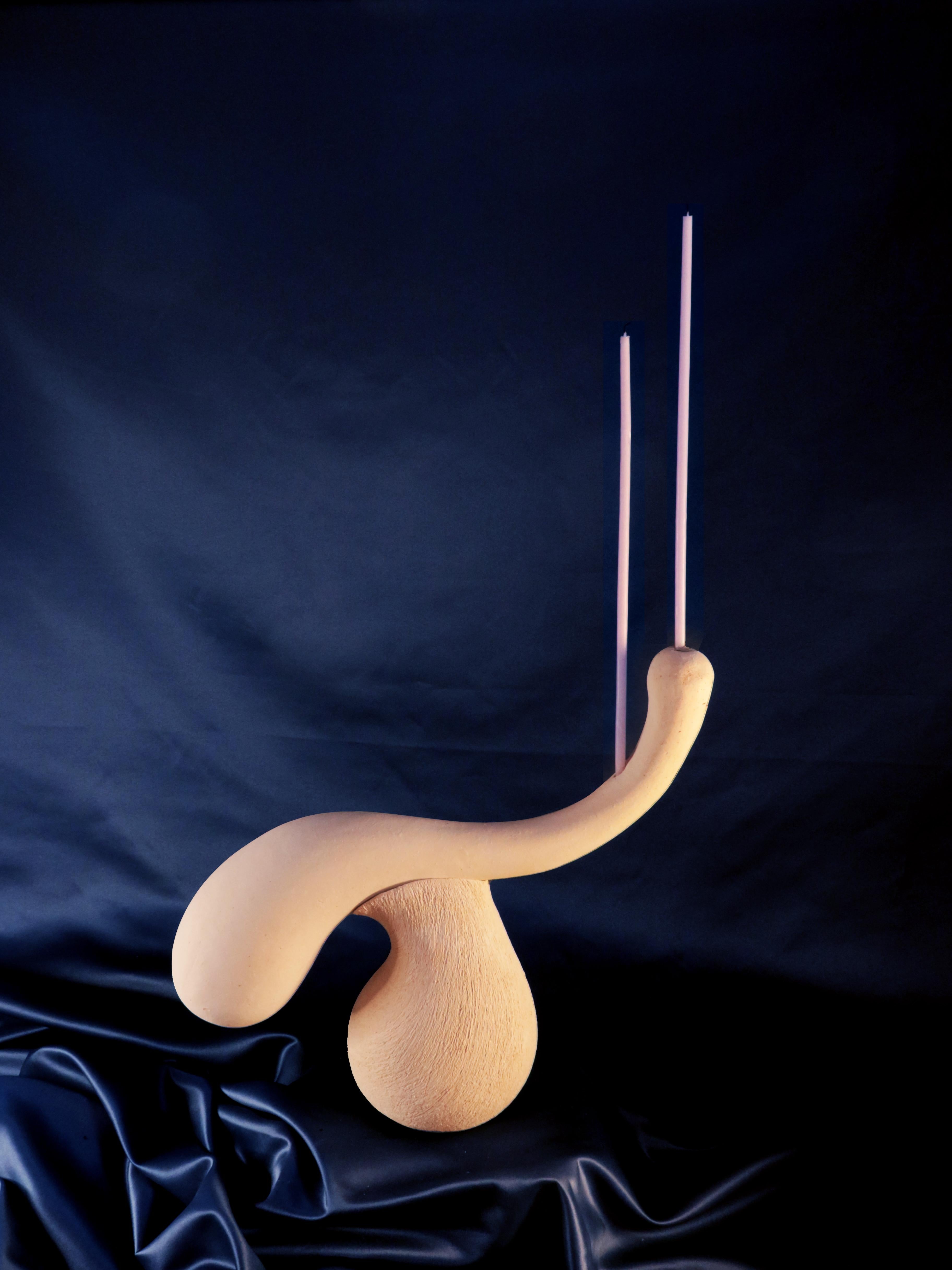Hand-Carved Contemporary Earthy Tide Candelabra 01 handcrafted by Jan Ernst  For Sale