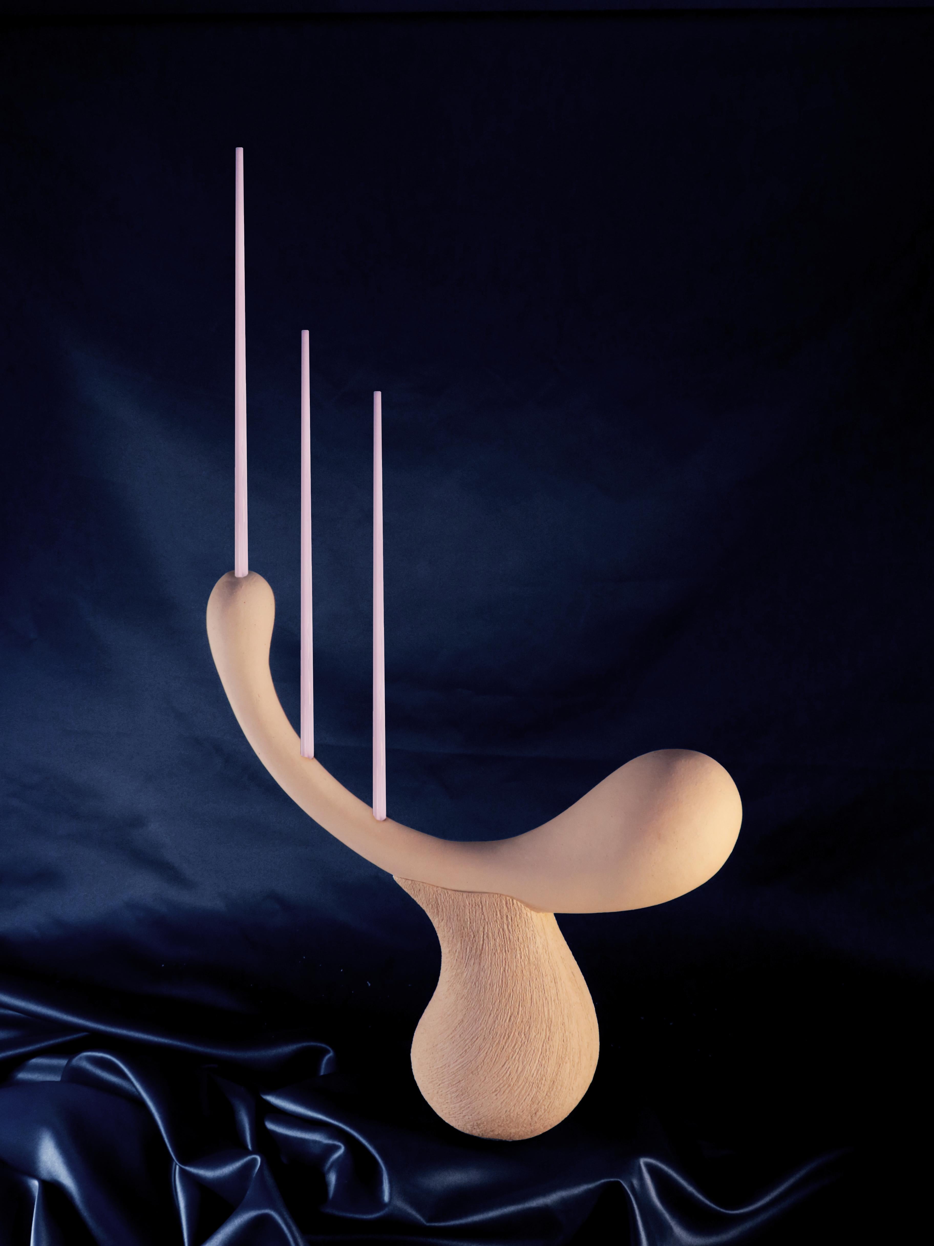 Hand-Carved Contemporary Earthy Tide Candelabra 02 handcrafted by Jan Ernst  For Sale